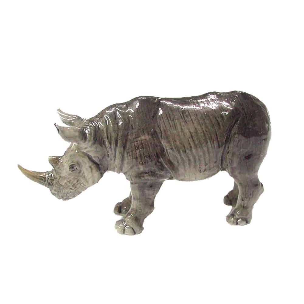Northern Rose Rhino Standing - Home Decor Animal - Miniature Porcelain Figurine