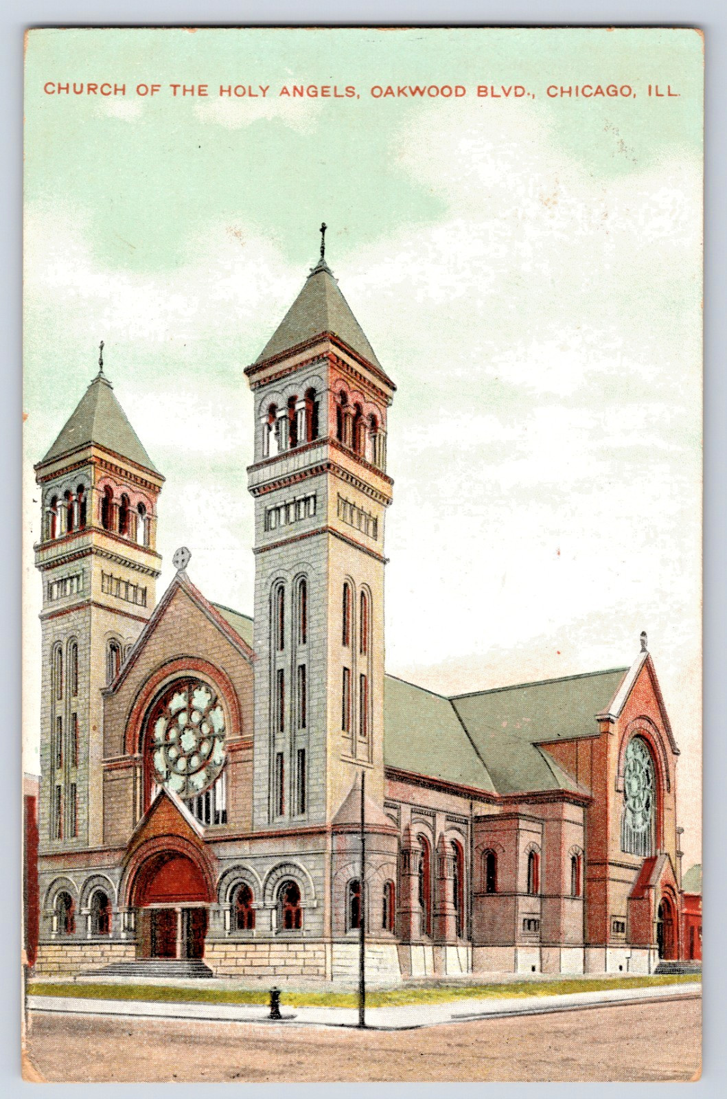 Chicago IL Illinois Church Of The Holy Angels Oakwood Blvd 1910s Postcard