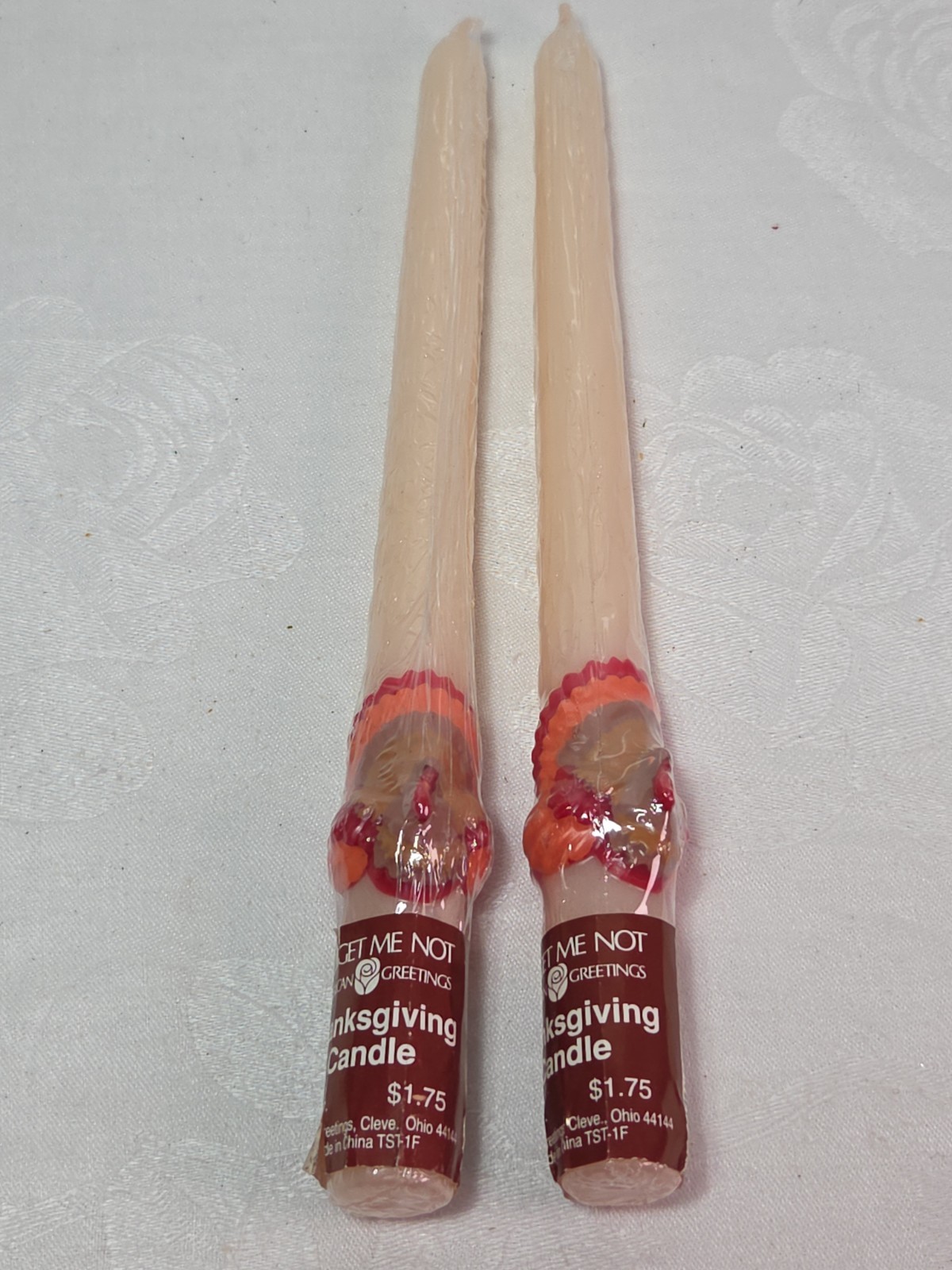 Thanksgiving Candles Set of 2 Turkey 10” Taper Candles New In Wrapping