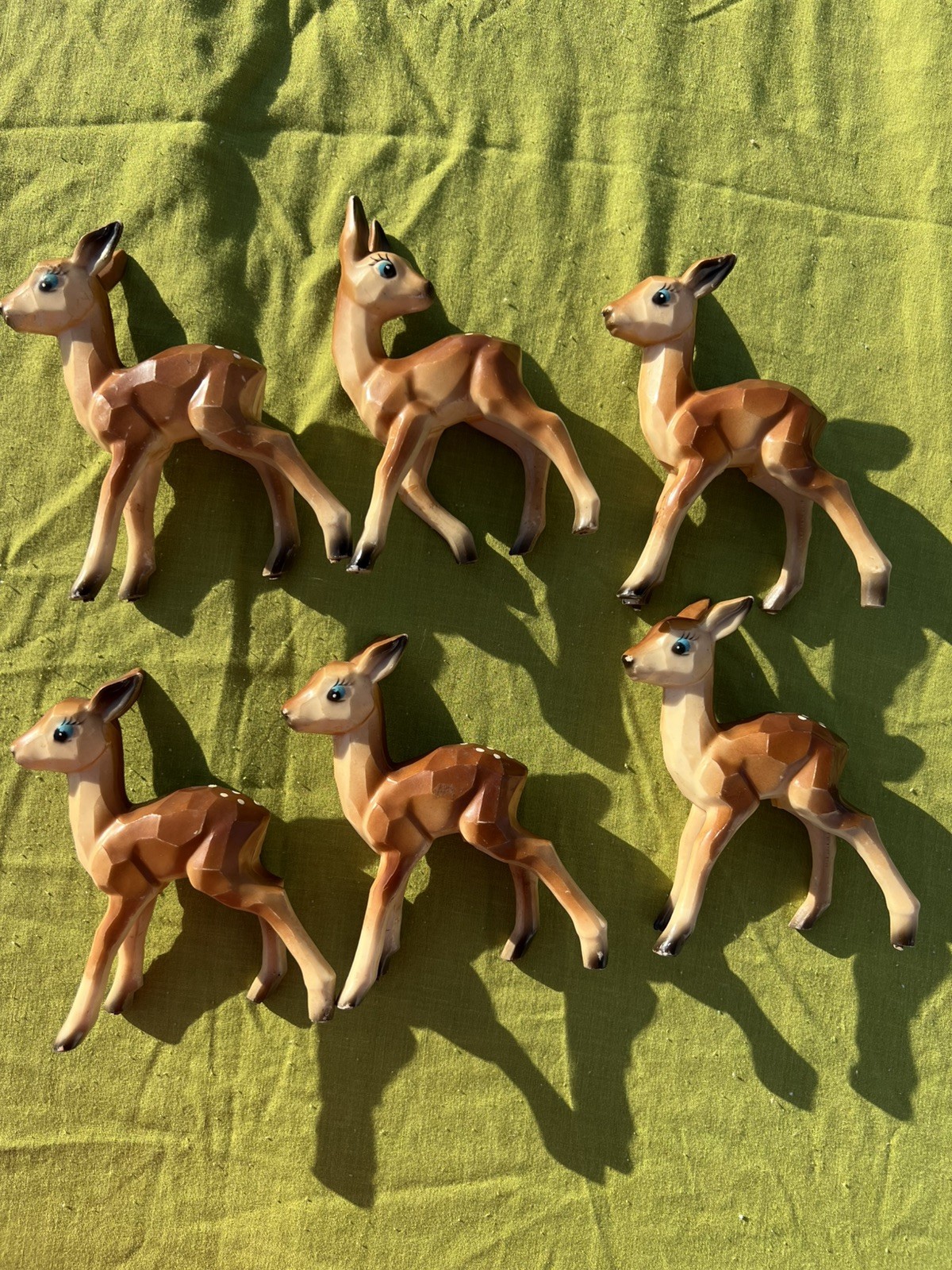 6 Vintage 60s Kitschy Christmas Fawn Baby Deer Plastic decoration plastic carved 6 Vintage 60s Kitschy Christmas Fawn Baby Deer Plastic decoration plastic carved
