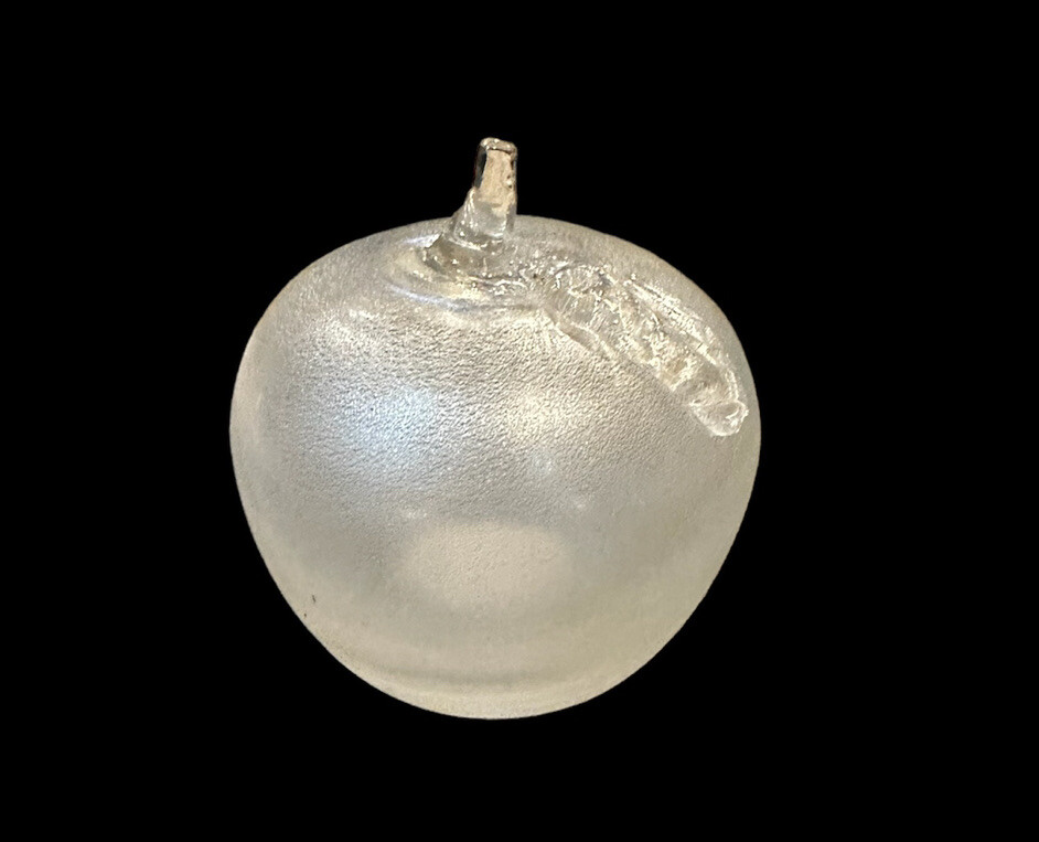 Frosted Glass APPLE Paperweight Textured, Pearl White Finish 3.5 Frosted Glass APPLE Paperweight Textured, Pearl White Finish 3.5