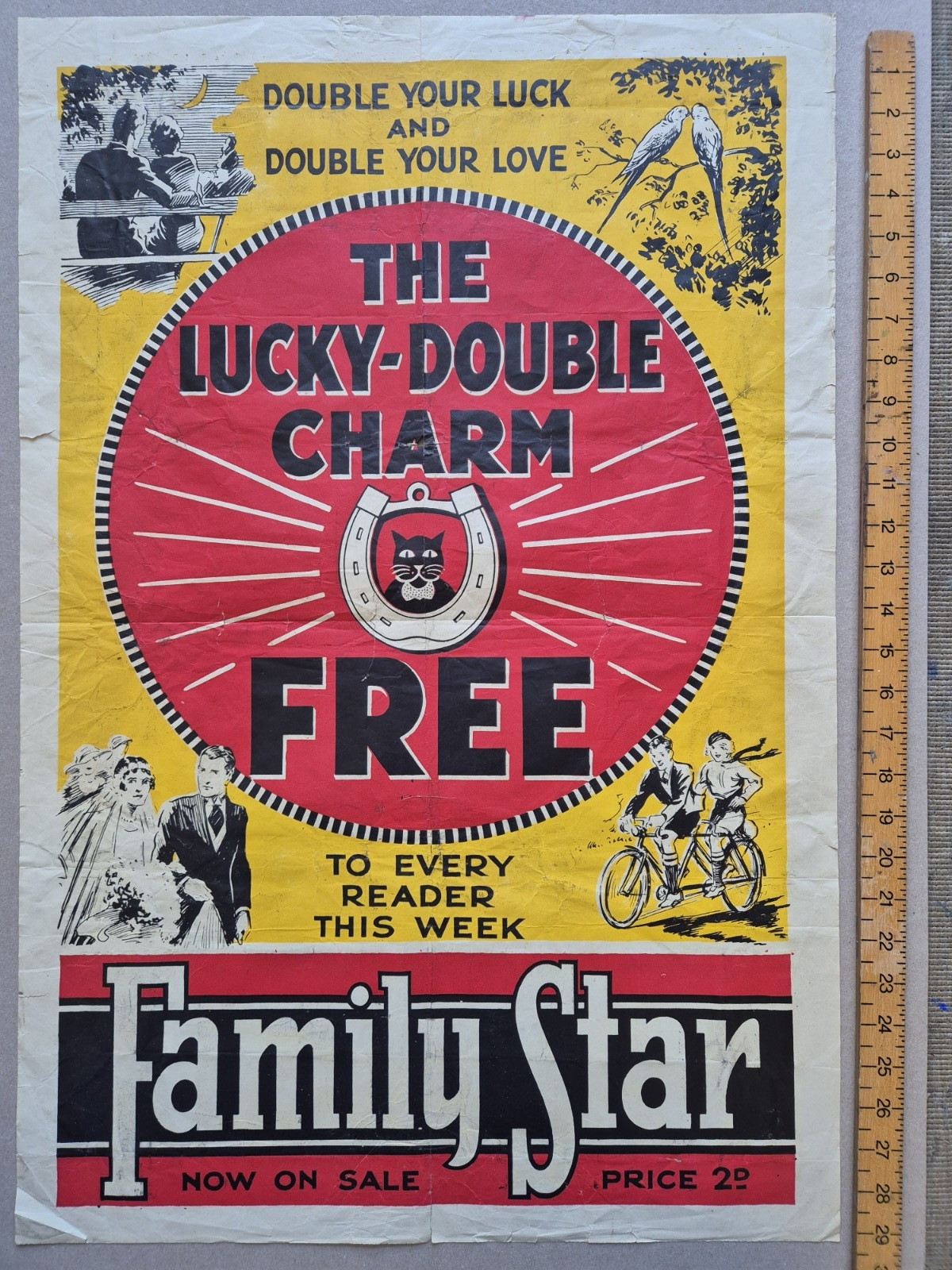 Original 1930s  headline billboard poster Family Star Lucky Charm