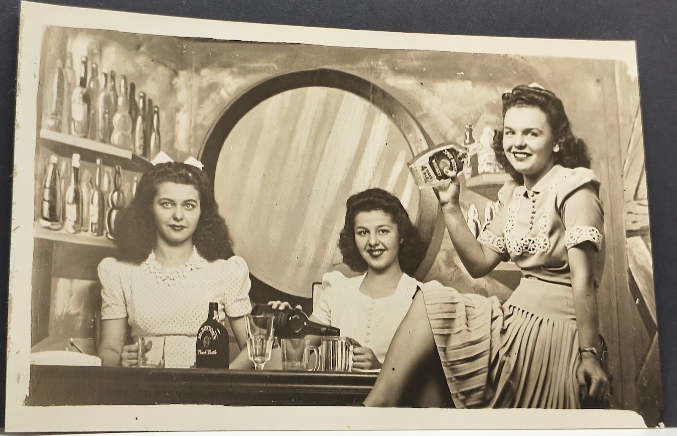 1940's souvenir snapshot 3 women drinking ~ RPPC 1940's souvenir snapshot 3 women drinking ~ RPPC