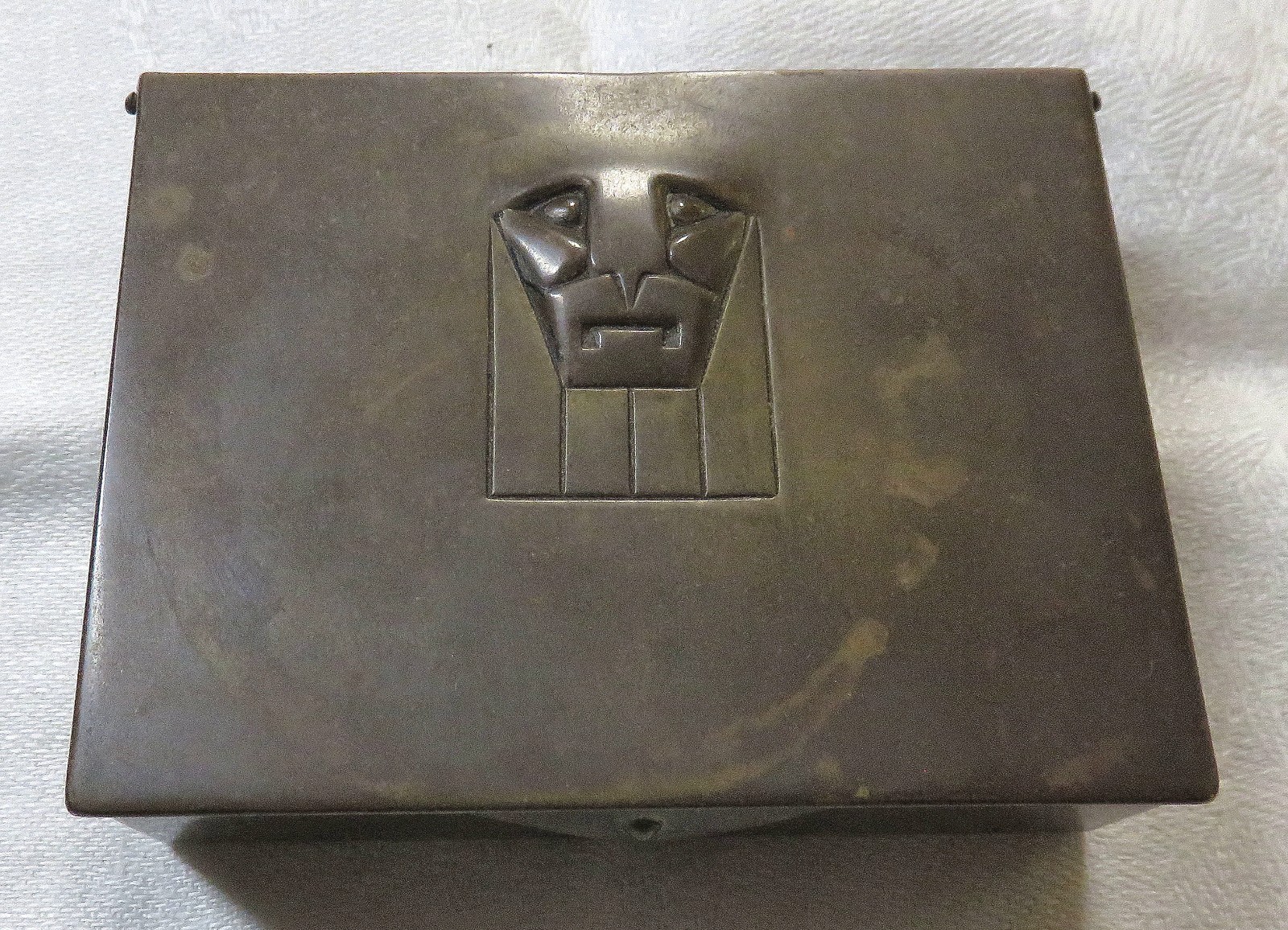 VINTAGE AUSTRIAN 4 BOX BRASS STAMP BOX / MARKED 