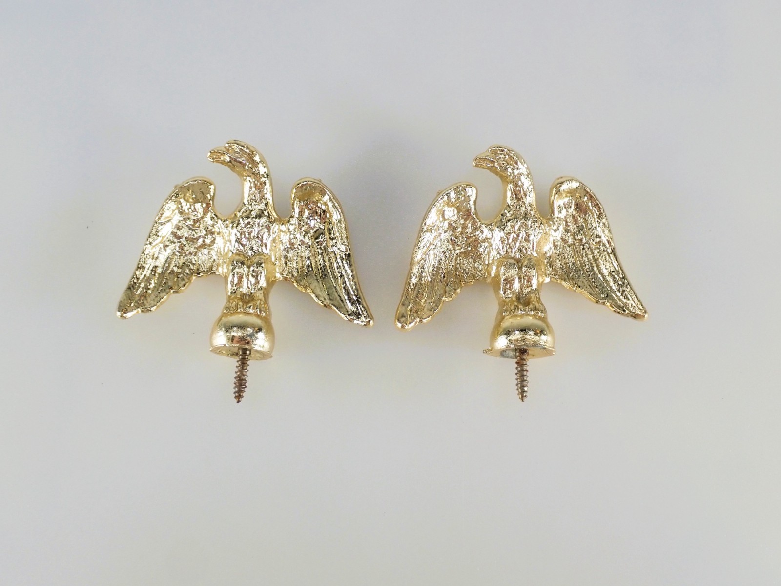 Vintage Eagle Finials Lot of 2 Clock Banjo Pediment Toppers Cast Brass Tone NOS
