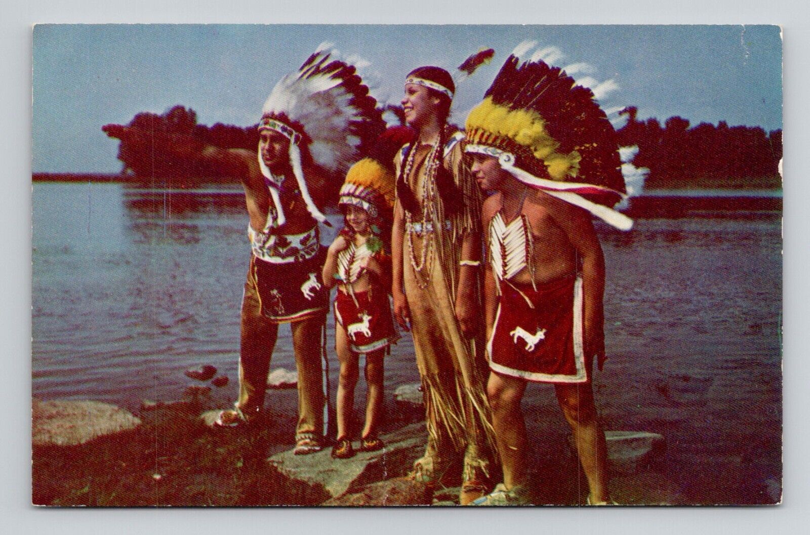 Postcard Caughnawaga Kahnawake Reservation Quebec Canada Vintage Chrome N17