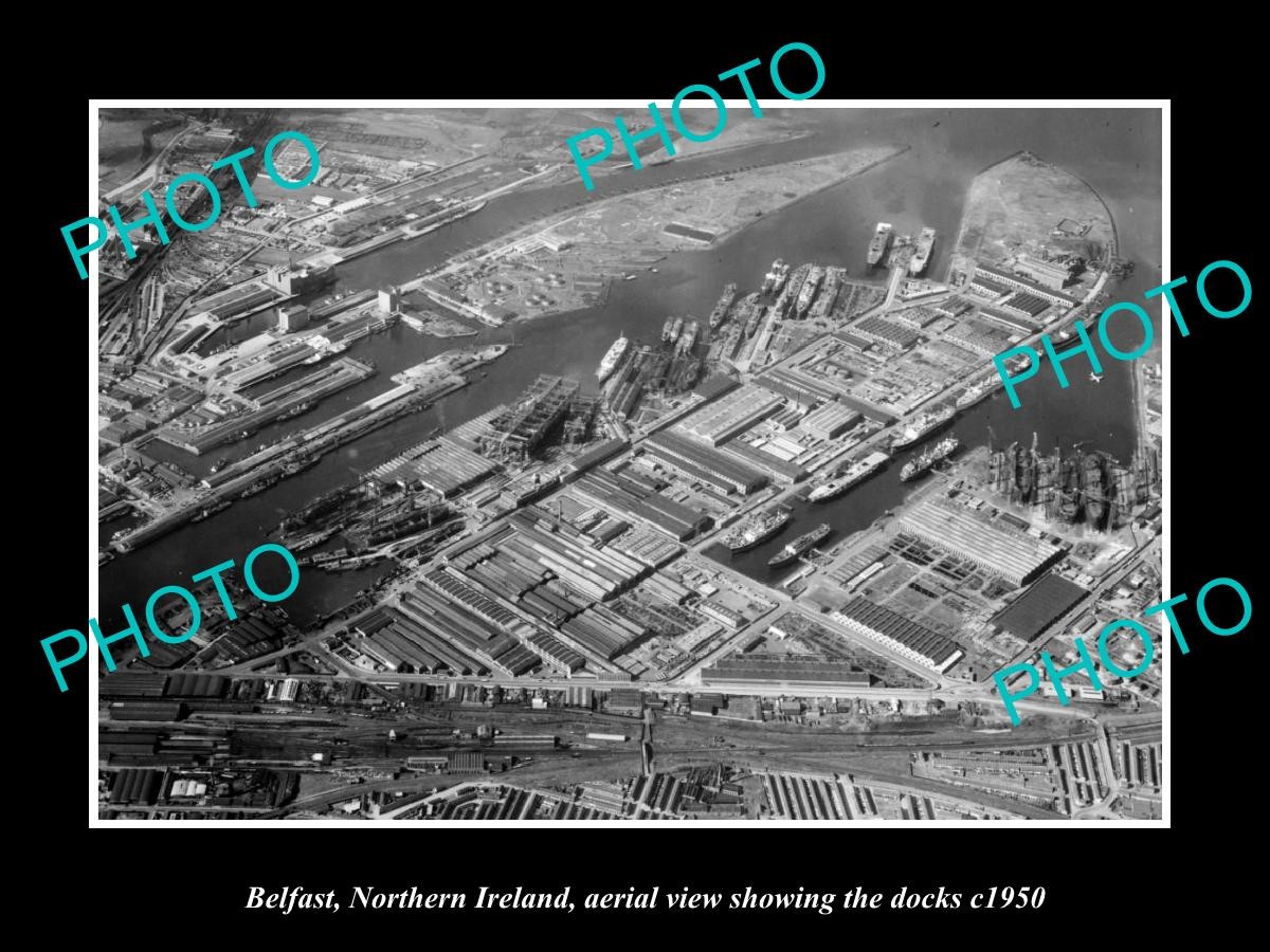 Belfast Northern Ireland Aerial View Of Docks c1950 Old Large Historic Photo