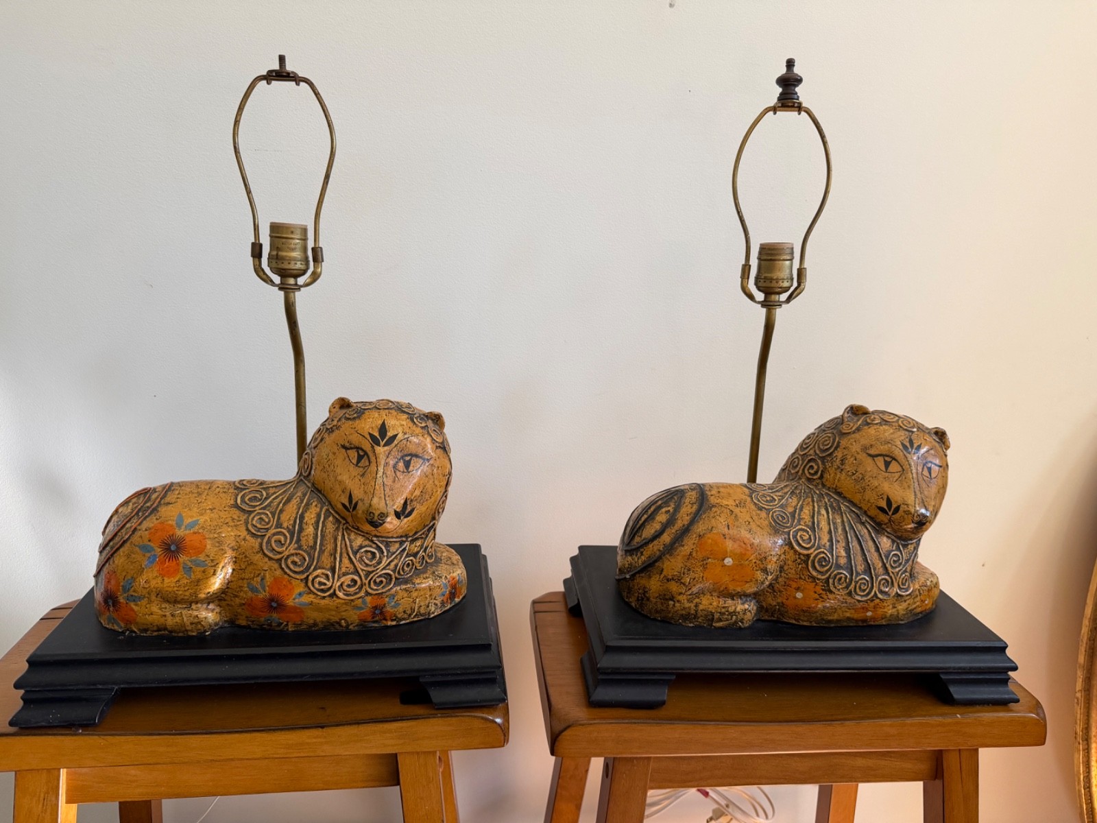 Pair Gemma Taccogna Papier Mache Lion Mexico Rare VTG