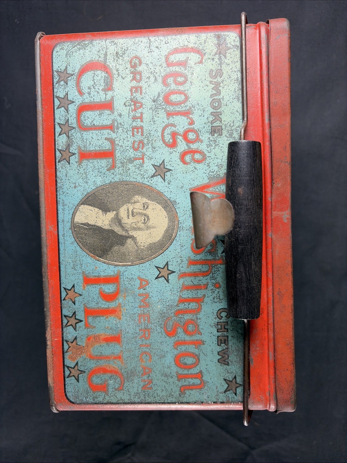 Antique GEORGE WASHINGTON CUT PLUG TOBACCO TIN R.J.  REYNOLDS WINSTON-SALEM N.C.