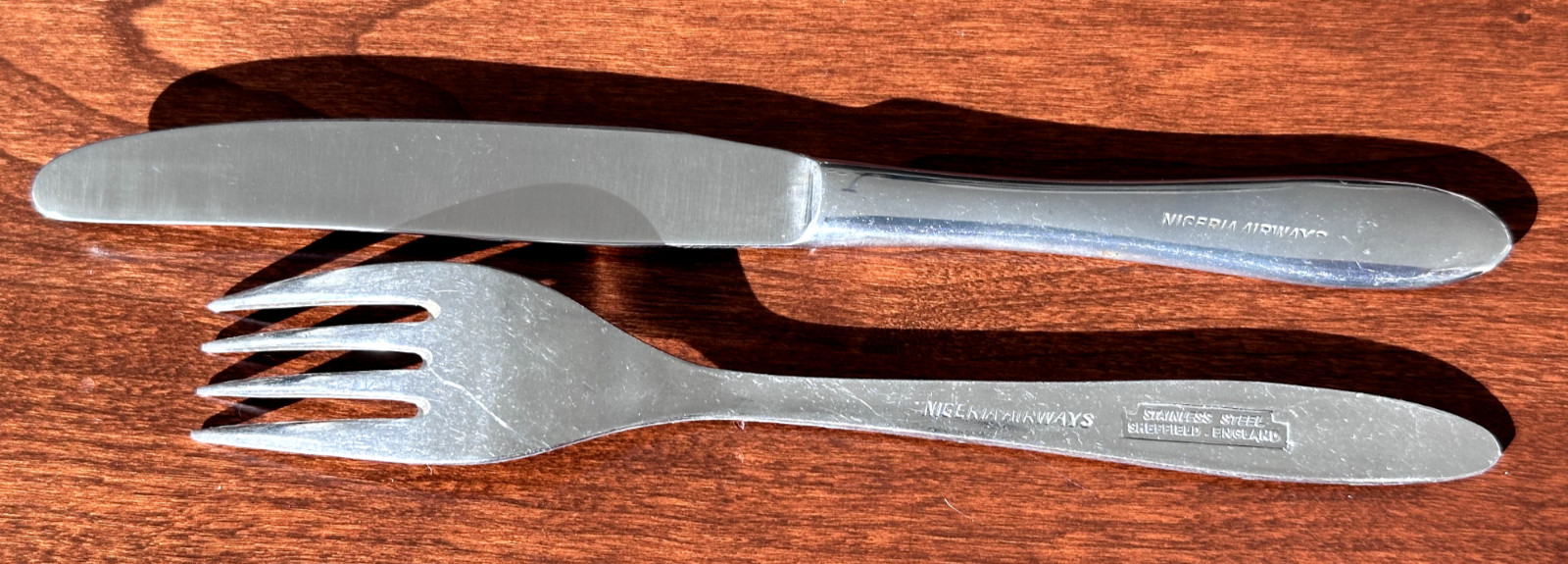 NIGERIA AIRWAYS IN-FLIGHT FLATWARE : FORK & KNIFE E226