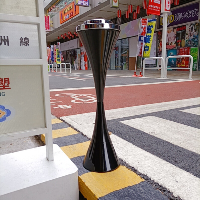23'' Outdoor Floor Standing Ashtray Cigarette Ash Bin With Lid Home Office Black