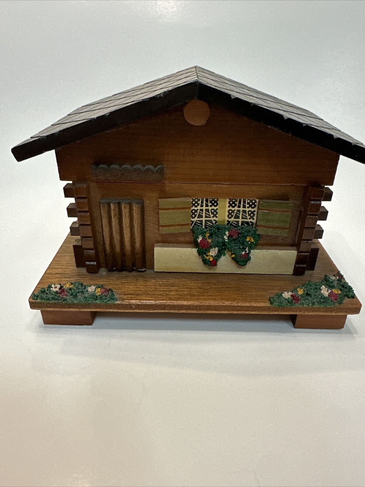 Vintage Swiss Chalet Wood Cottage Style House Windup Music Box  Japan works