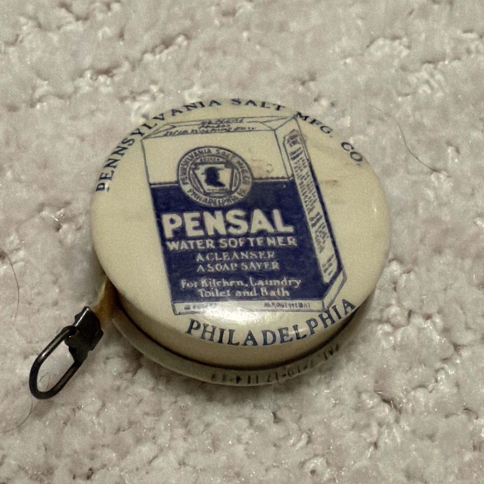 Vintage 1917 Pensal Cleaner Tape Measure Advertising Philadelphia PA Salt MFG Co