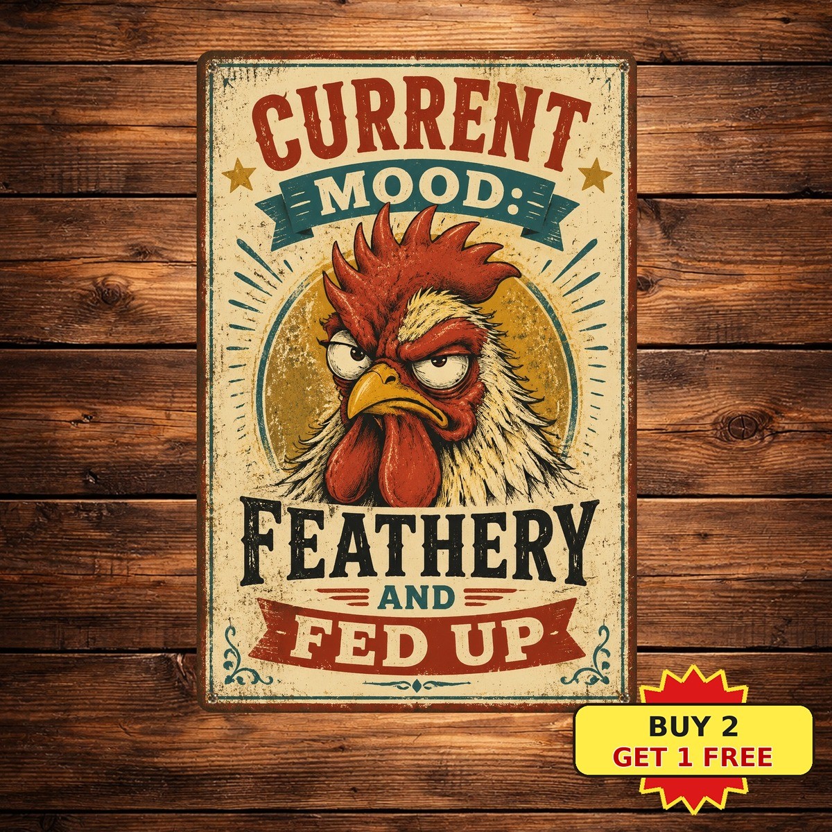 Funny Rooster Quote Sarcastic Barnyard Chicken Coop Gate Metal Tin Sign Plaque