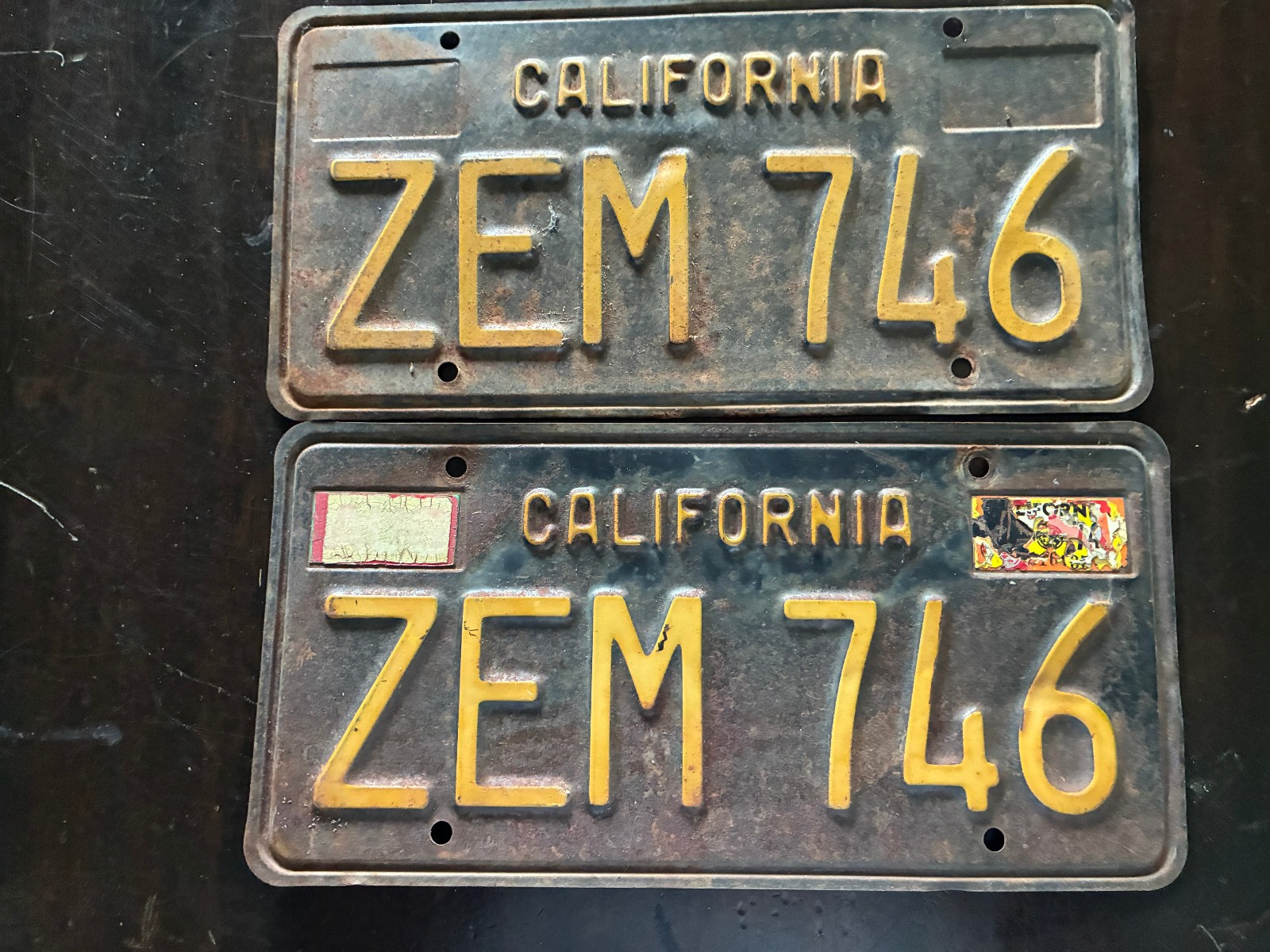 2 Matching Black CA License Plates