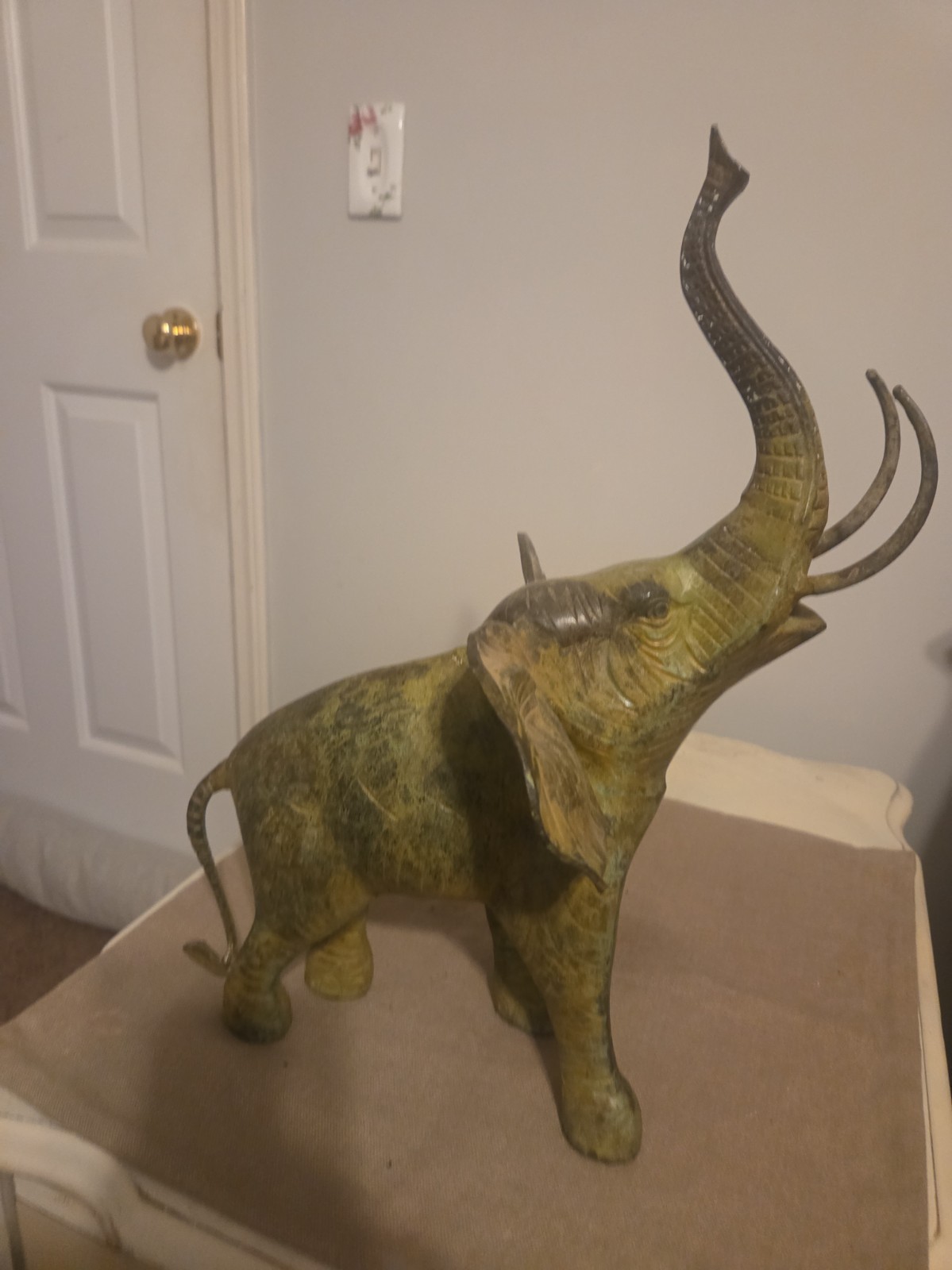 Vintage Brass Metal Heavy Elephant Figurine Statue Trunk Up Large Ears 20\ Vintage Brass Metal Heavy Elephant Figurine Statue Trunk Up Large Ears 20\
