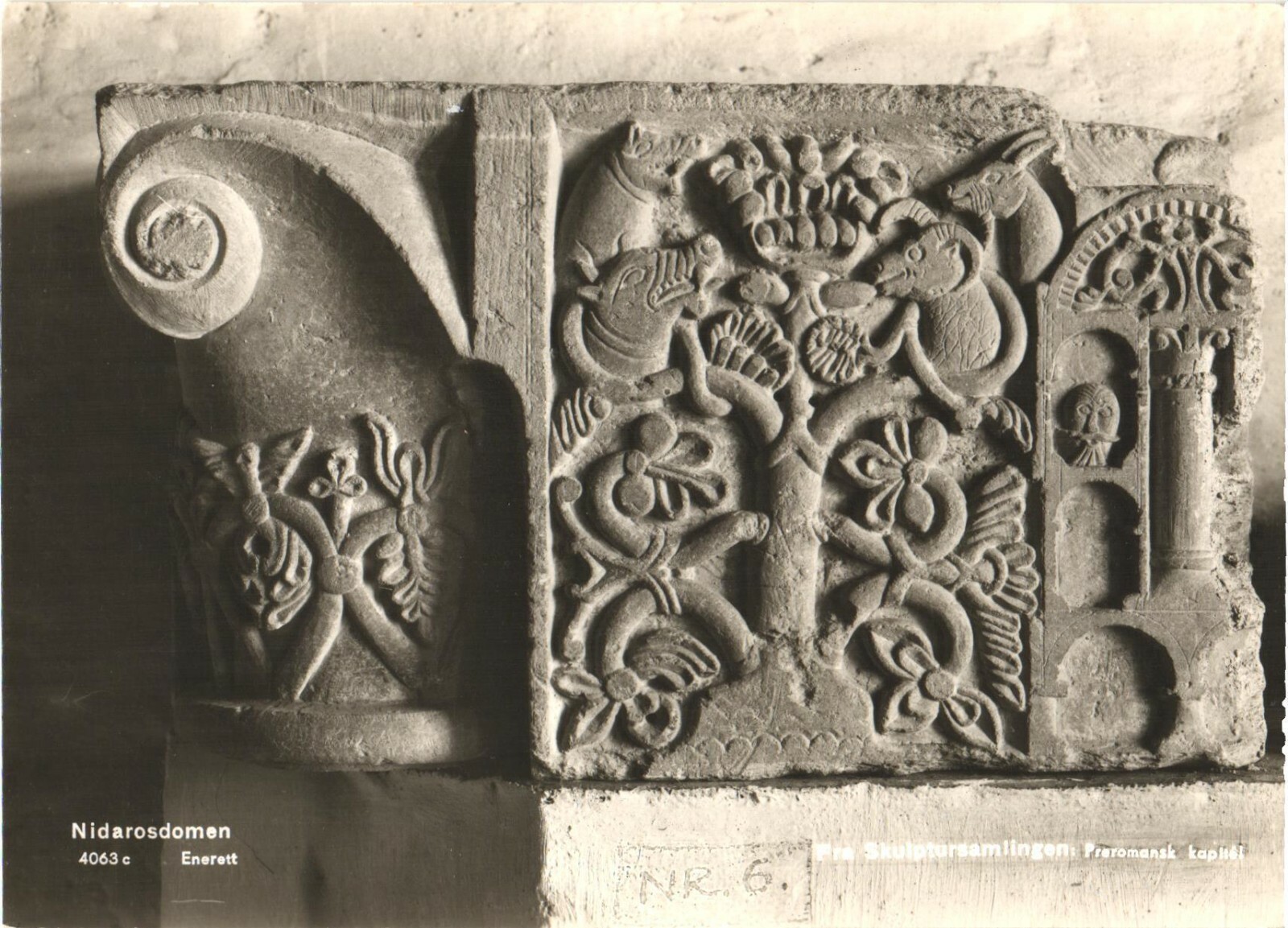 Trondheim Norway Nidaros Cathedral Sculpture Pre-Romanesque Capital RPPC