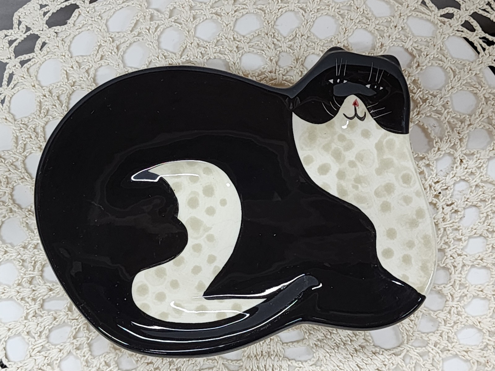 Vintage Warren Kimble Tuxedo Fat Cat Plate Dish Pier 1 Imports 2001 Earthenware