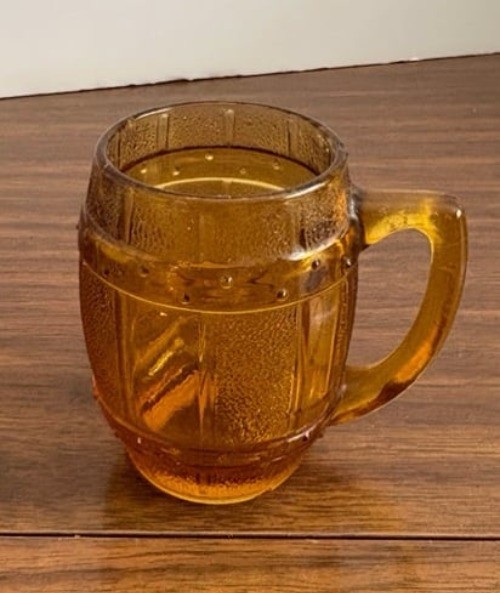 Vintage Hazel Atlas Amber Barrel Toothpick Holder Or Match Holder