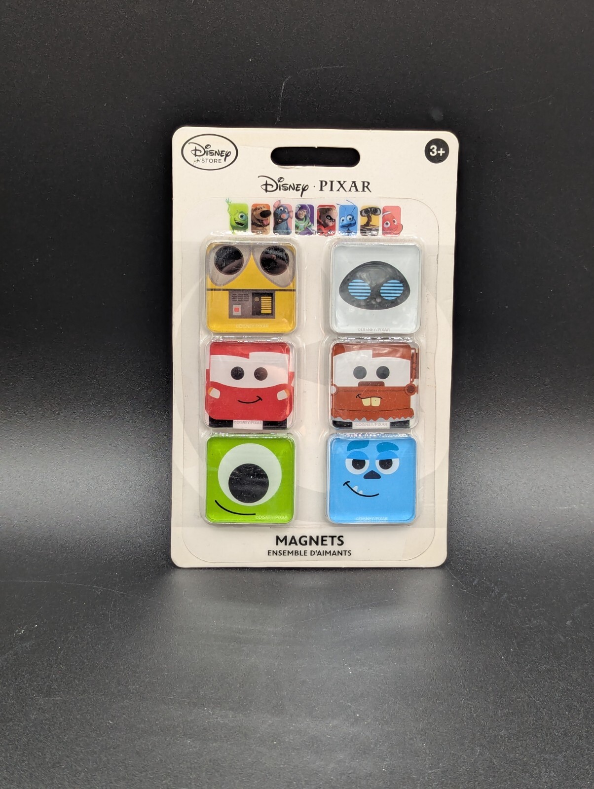 Disney Store Pixar Character Squares 6 Pc Magnet Set Wall-e Cars Monsters Inc