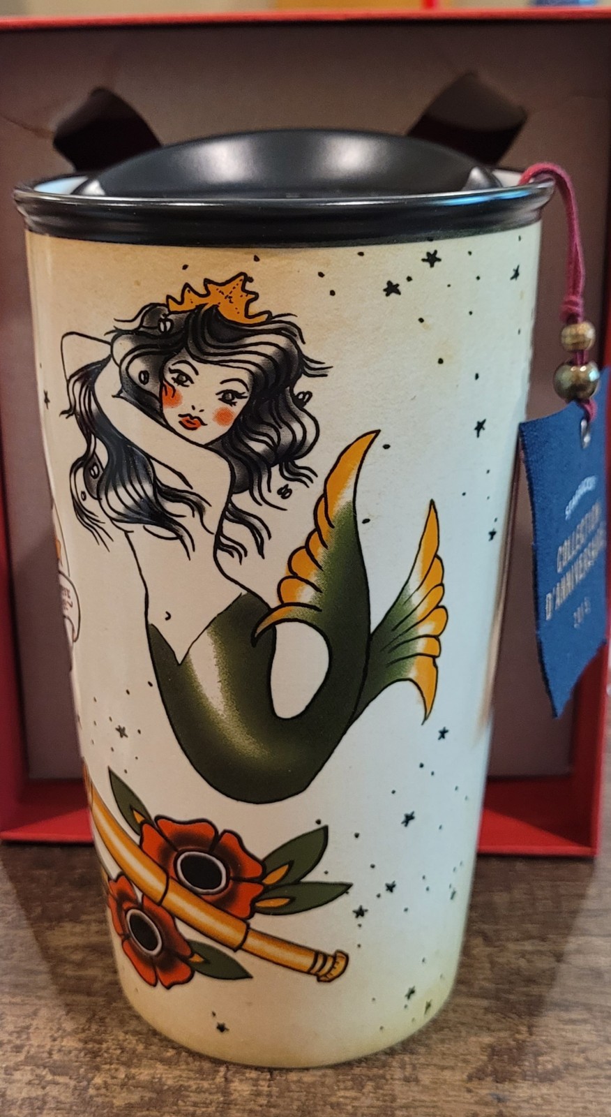 2015 Starbucks Dot Collection Siren Mermaid Sailor Tattoo Ceramic Travel NIB