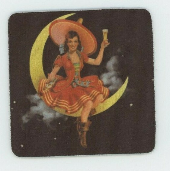 Miller High Life Beer COASTER  - Girl in Moon - Champagne of Beers