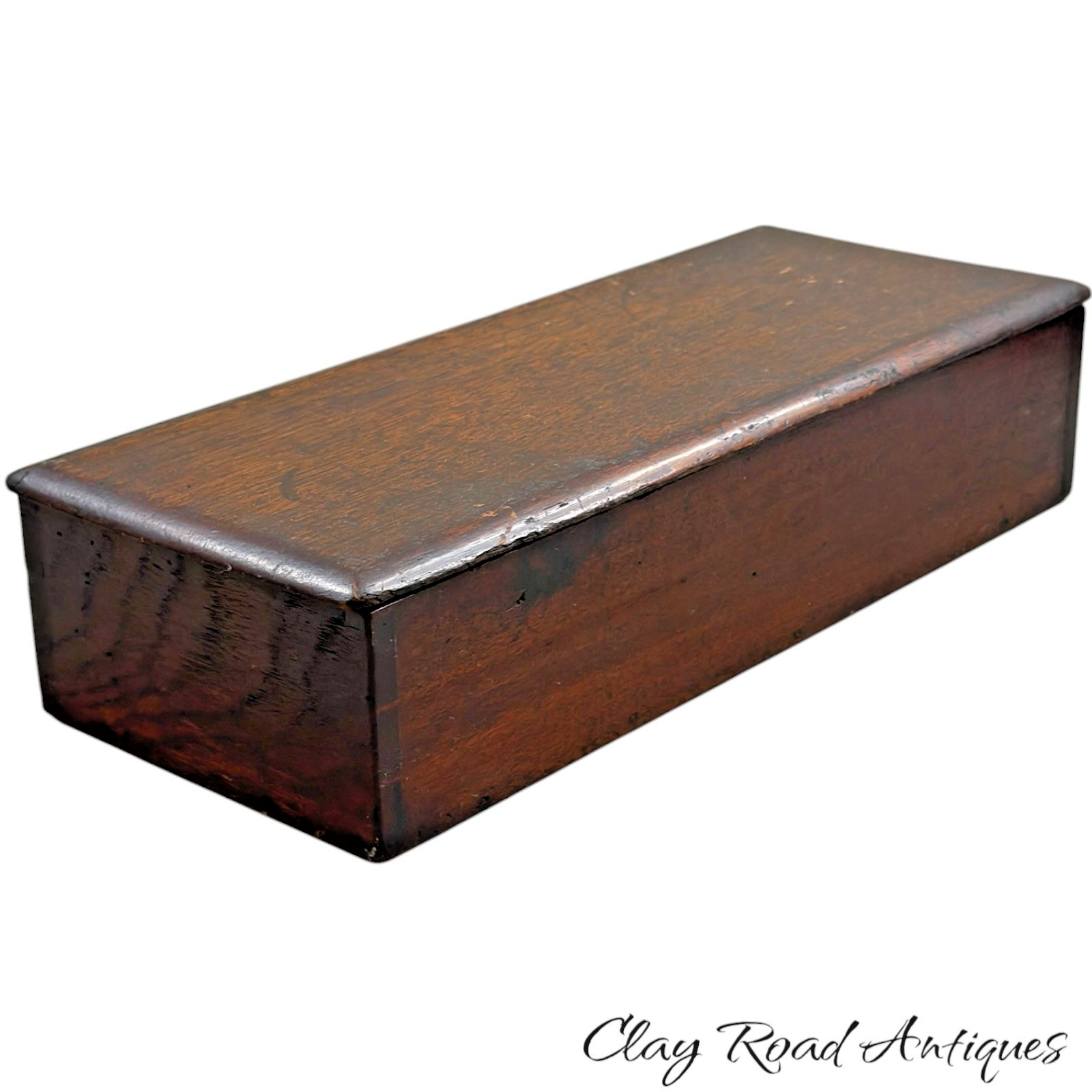 ANTIQUE  Pennsylvania dovetailed walnut candle box pencil trinket 19th century