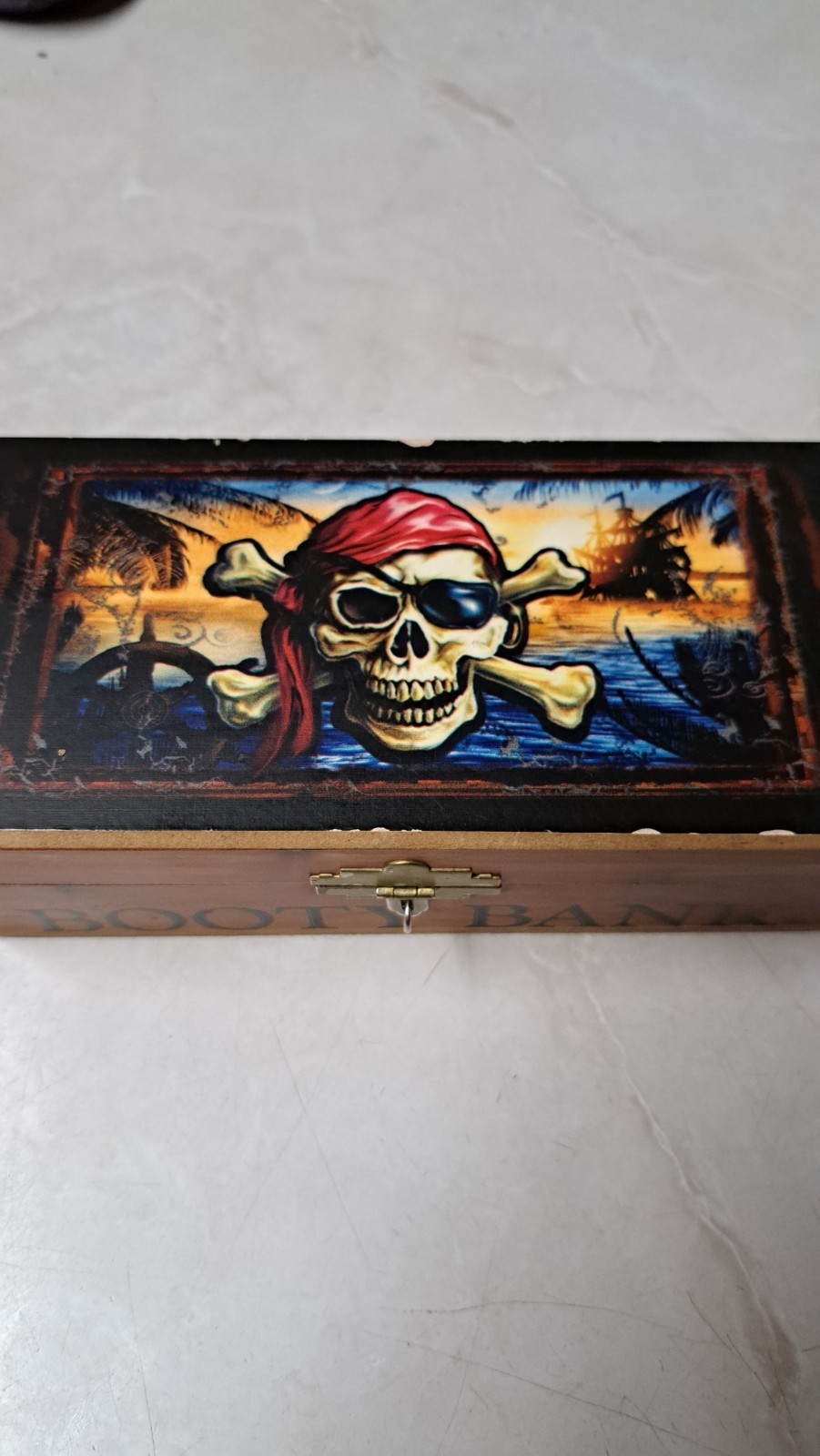 Pirate Booty Bank Cedar Wooden Box - Secret Stash Boy Gift