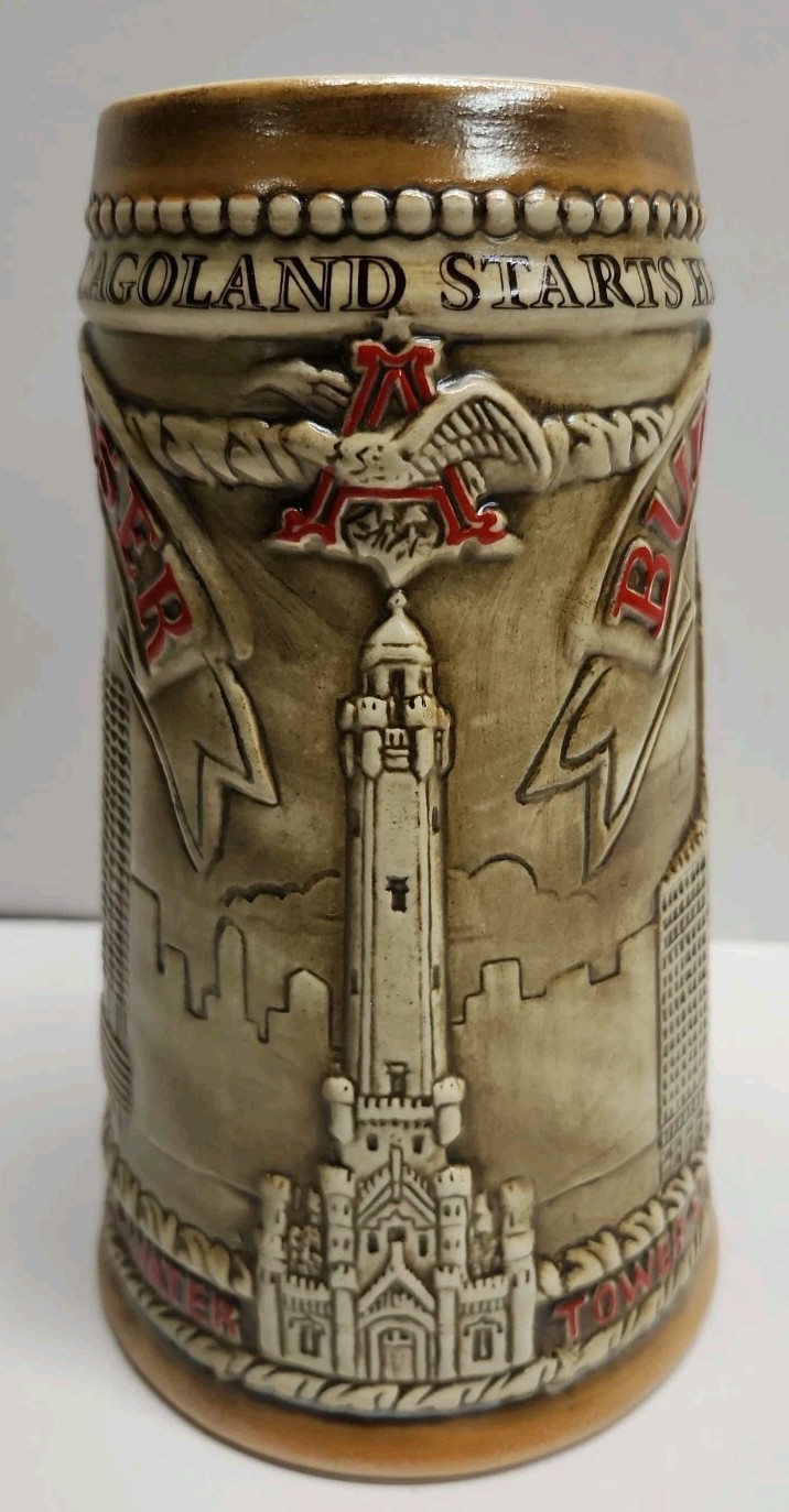 Vintage 1981 Budweiser Chicagoland Beer Stein CS51 Ceramarte Brazil Chicago Mug