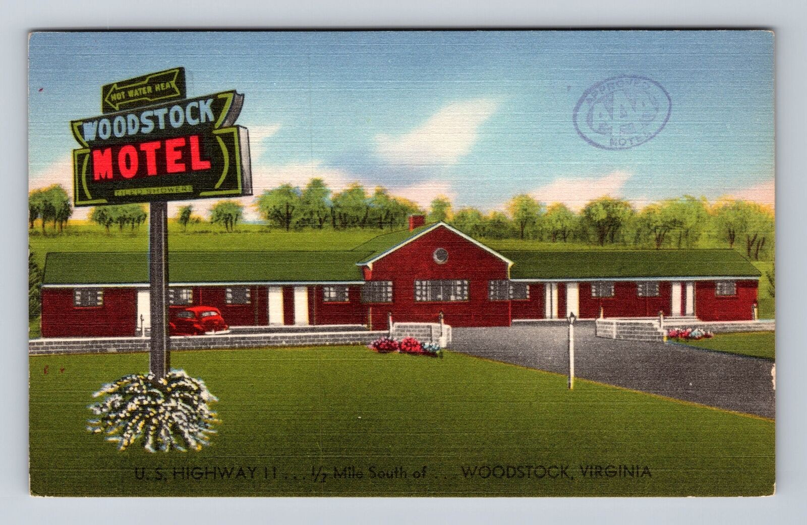 Woodstock VA-Virginia, Woodstock Motel, Advertising, Antique Vintage Postcard