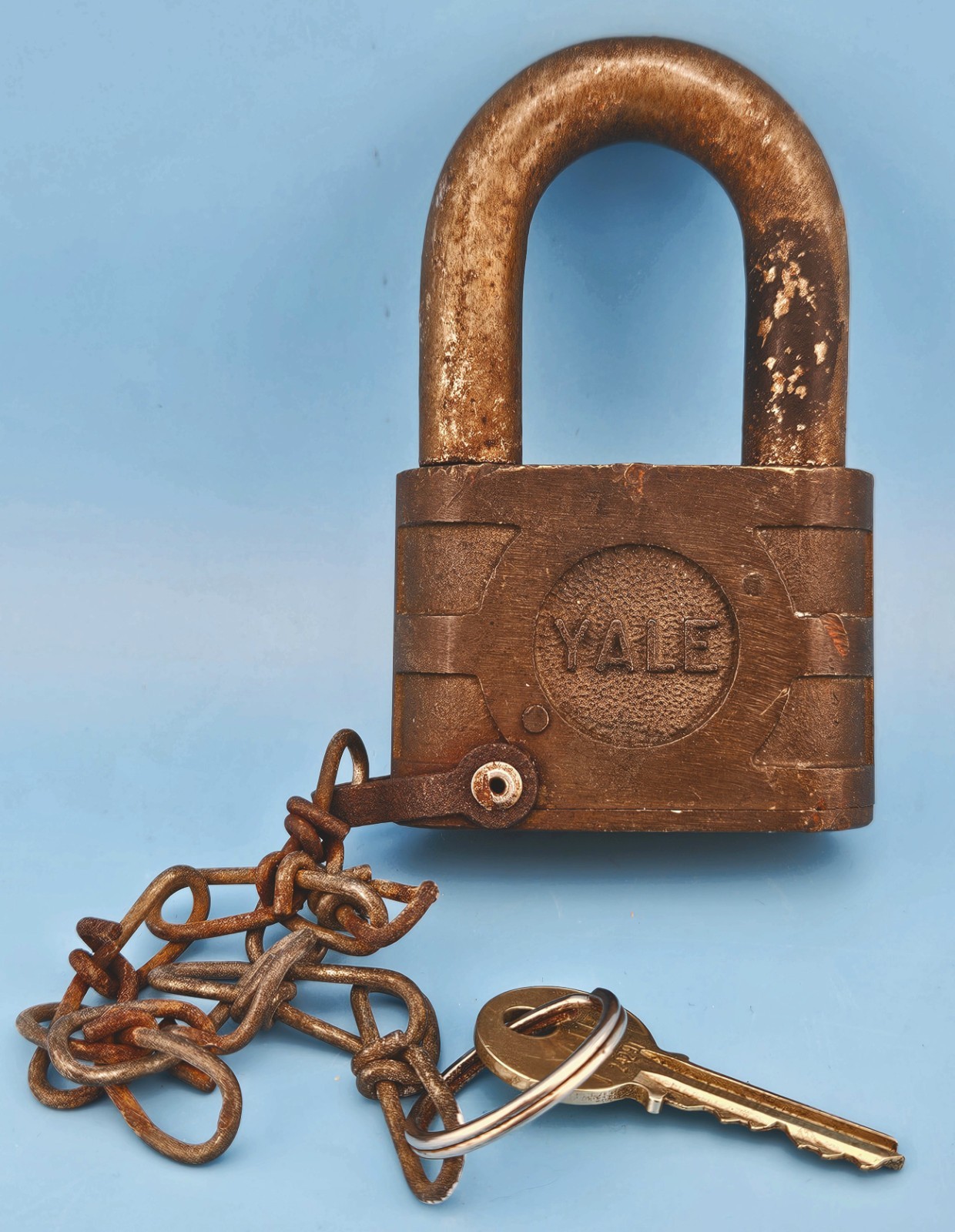 Vtg Yale Heavy Brass Padlock with Original Key Works 