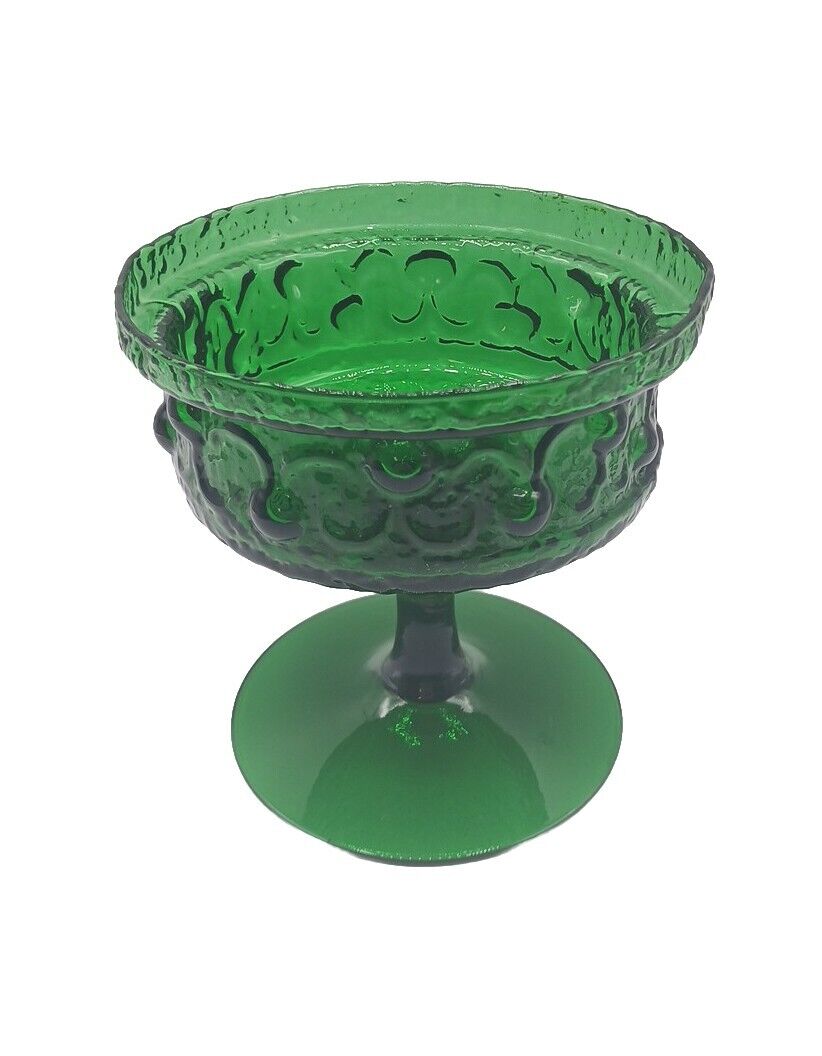 Vintage Stelvia Wayne Husted Empoli Antiqua Green Glass Compote Dish Pedestal 