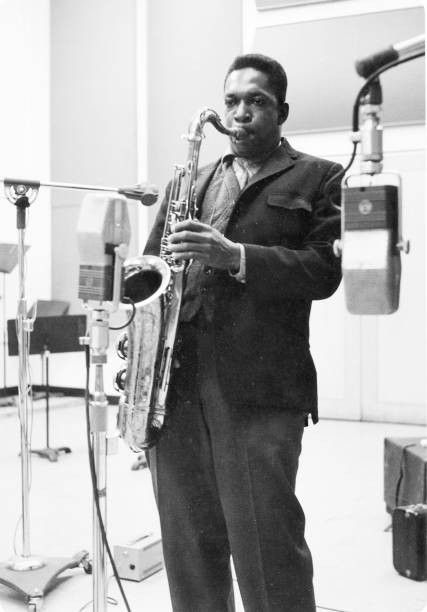 Jazz great John Coltrane playing tenor saxophone an Impulse Record- Old Photo