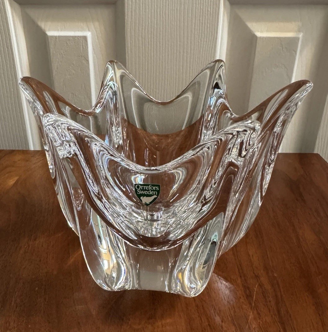 Vintage Orrefors Belle Tulip Lead Crystal Bowl From Sweden Vintage Orrefors Belle Tulip Lead Crystal Bowl From Sweden