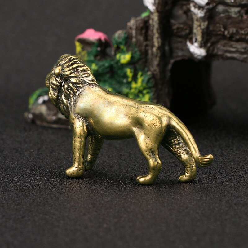 Animal Solid Brass Lion Figurine Statue Figurines s House Desktop Decoration