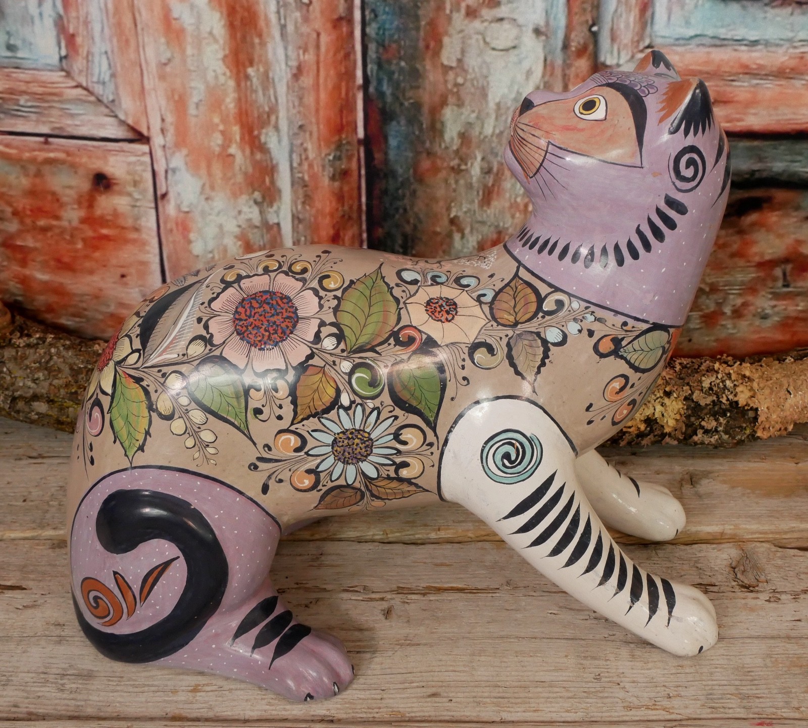 Burnished Pottery Cat Tonala \