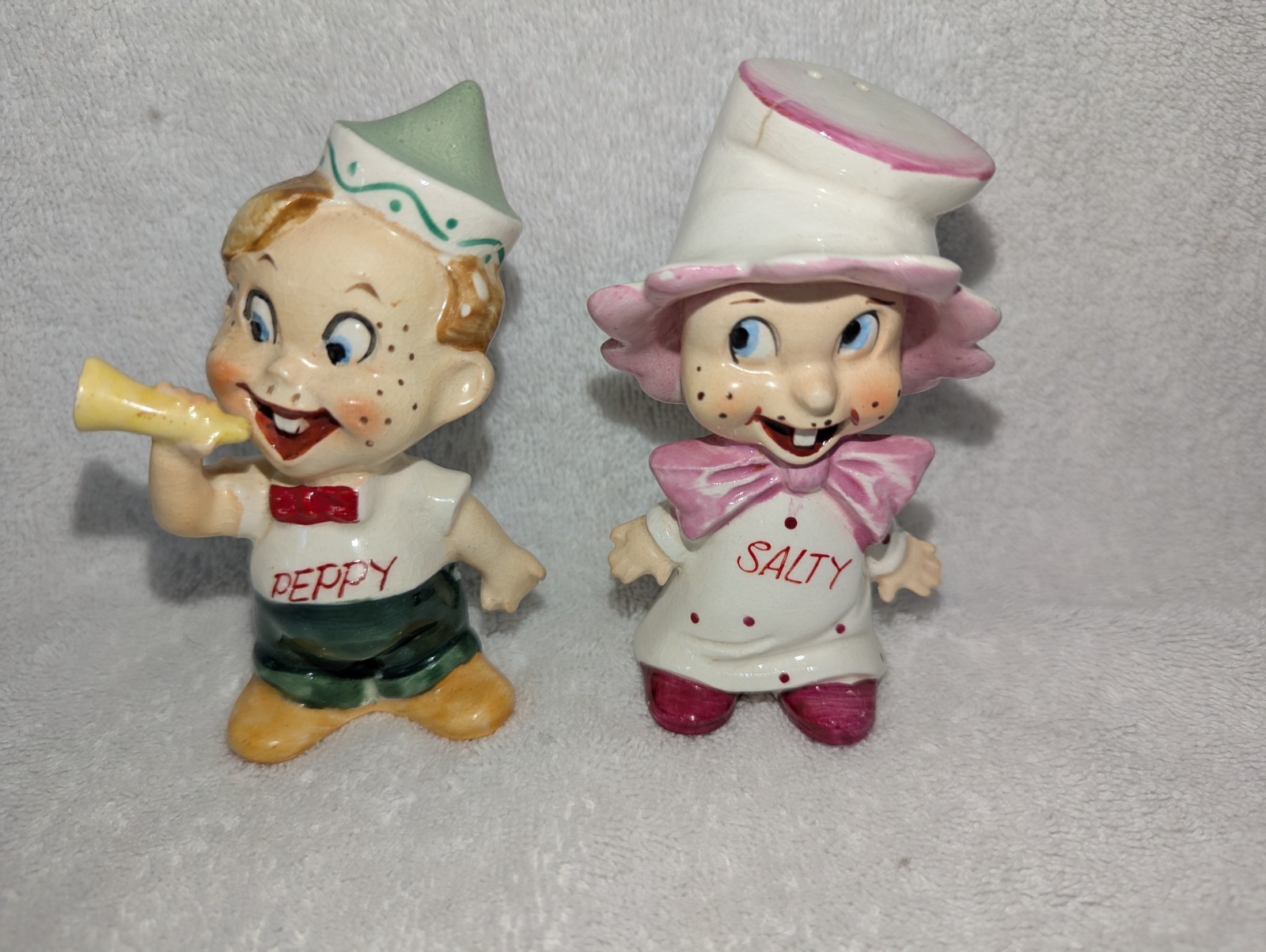 Vintage 1950 Kreiss Salty & Peppy Salt Pepper Shakers Vintage 1950 Kreiss Salty & Peppy Salt Pepper Shakers