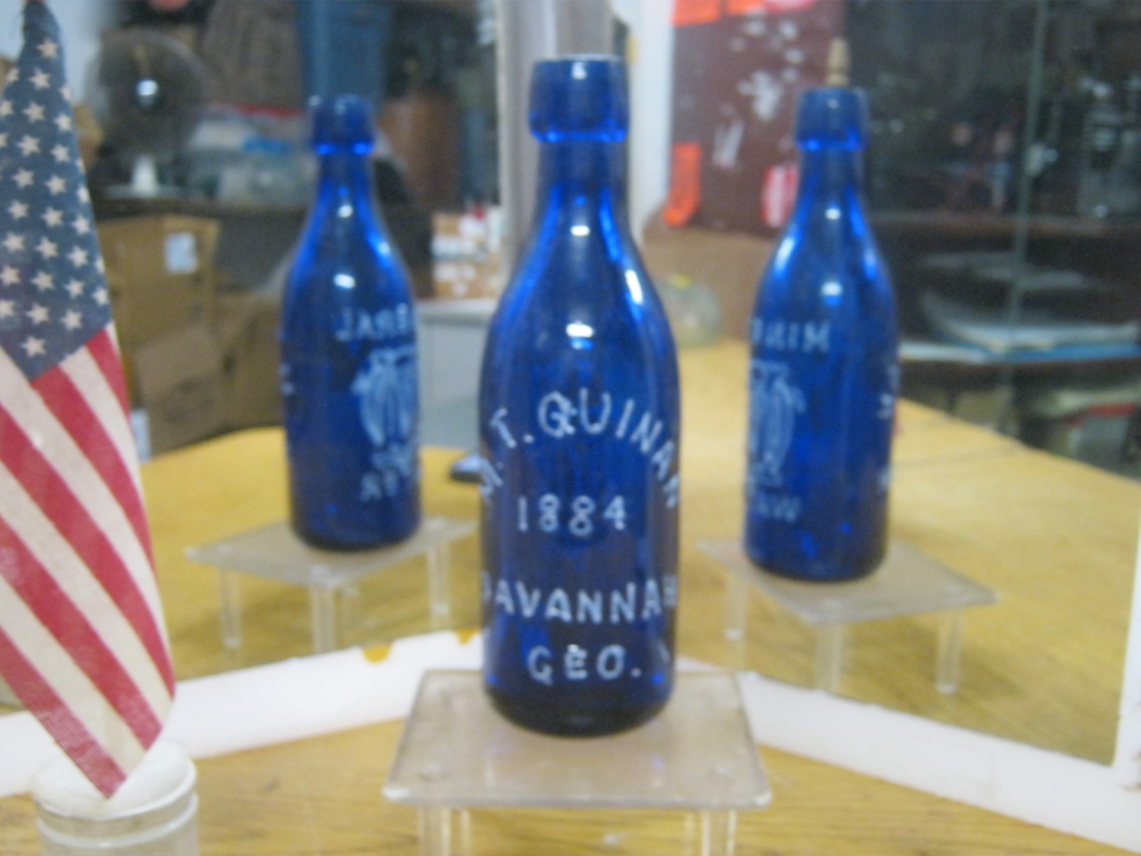 *1884* M.T. QUINAN~DEEP COBALT BLUE~BLOB LIP MINERAL WATER~SAVANNAH, GEO.