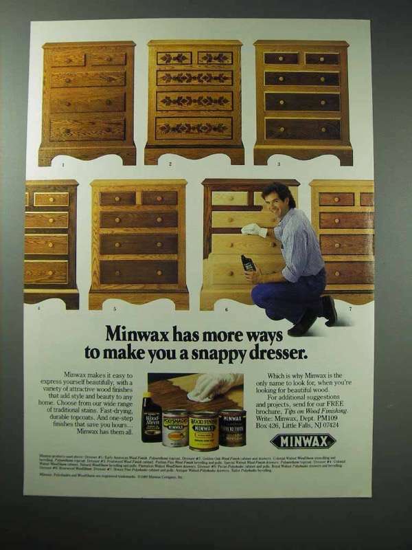 1989 Minwax Stain Ad - Make You a Snappy Dresser