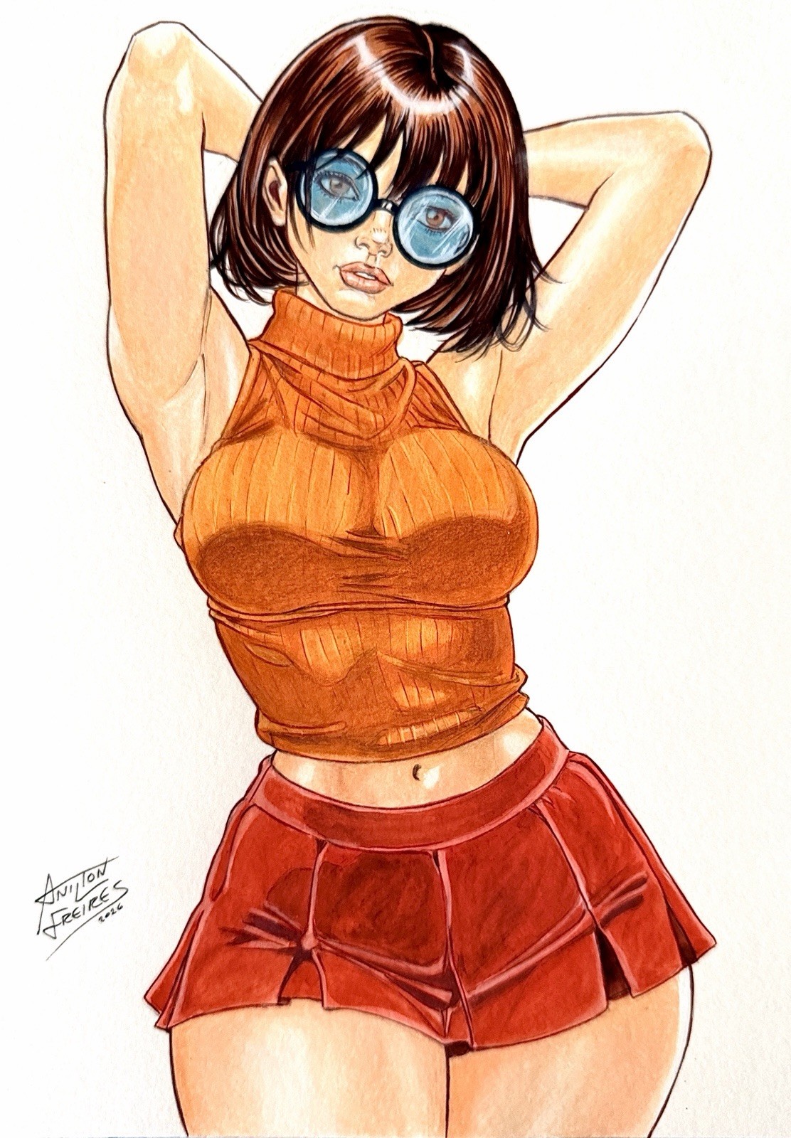 Scooby-Doo: Velma - 9x12 Hand-Drawn Original Art by Anilton Freires w/COA