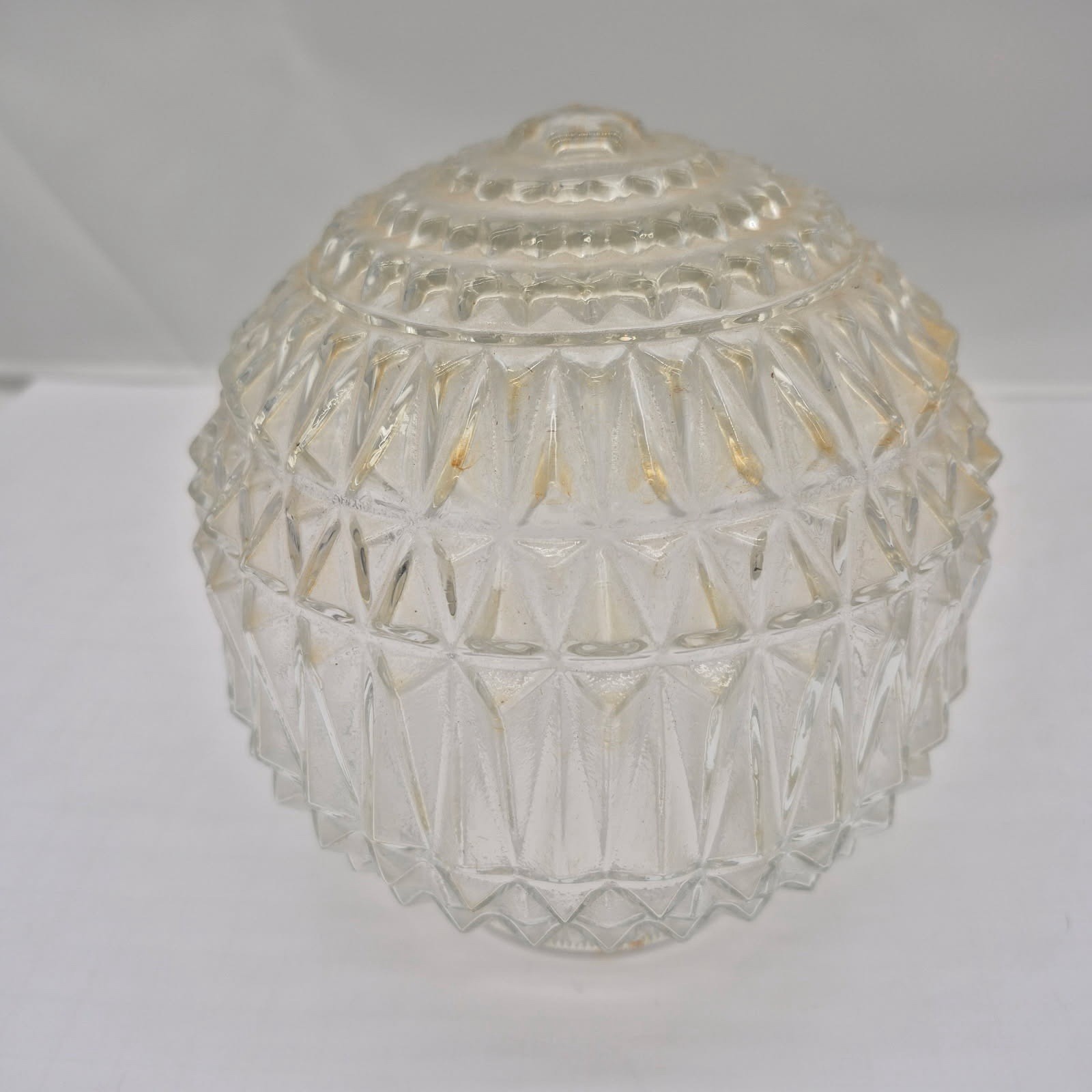 Vintage Mid-Century Art Deco Glass Globe Light Lamp Shade 6” Hobnail Diamond