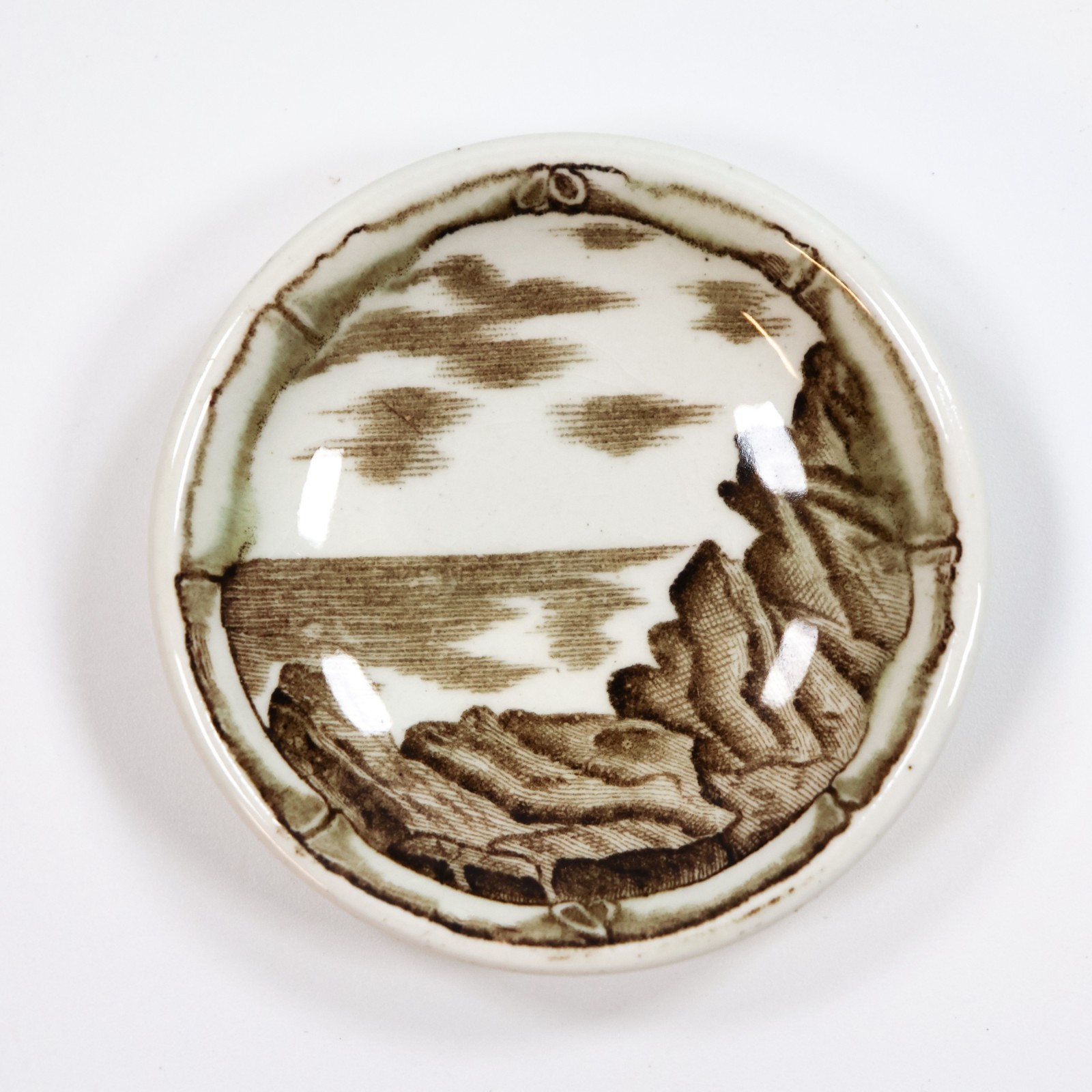 Antique Transferware Butter Pat G.W. Turner & Sons Tunstall Phileau Sea Cliffs