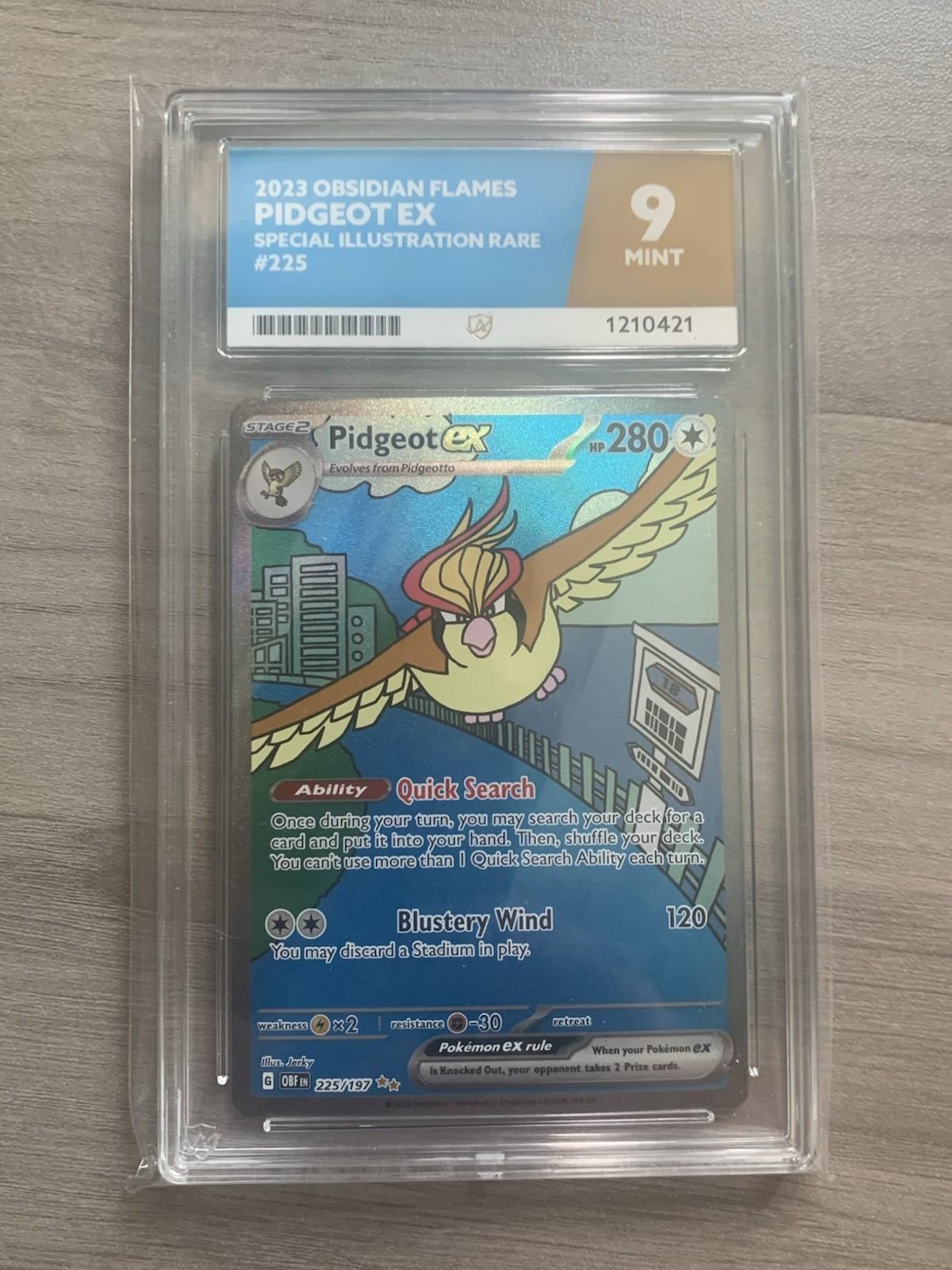 Pokémon Card TCG - Pidgeot EX - 225/197 - SIR - Obsidian Flames - Graded Ace 9