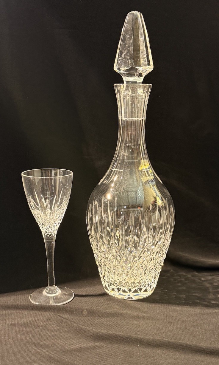 Vintage Stuart Madison Crystal Wine Decanter And Matching Glass