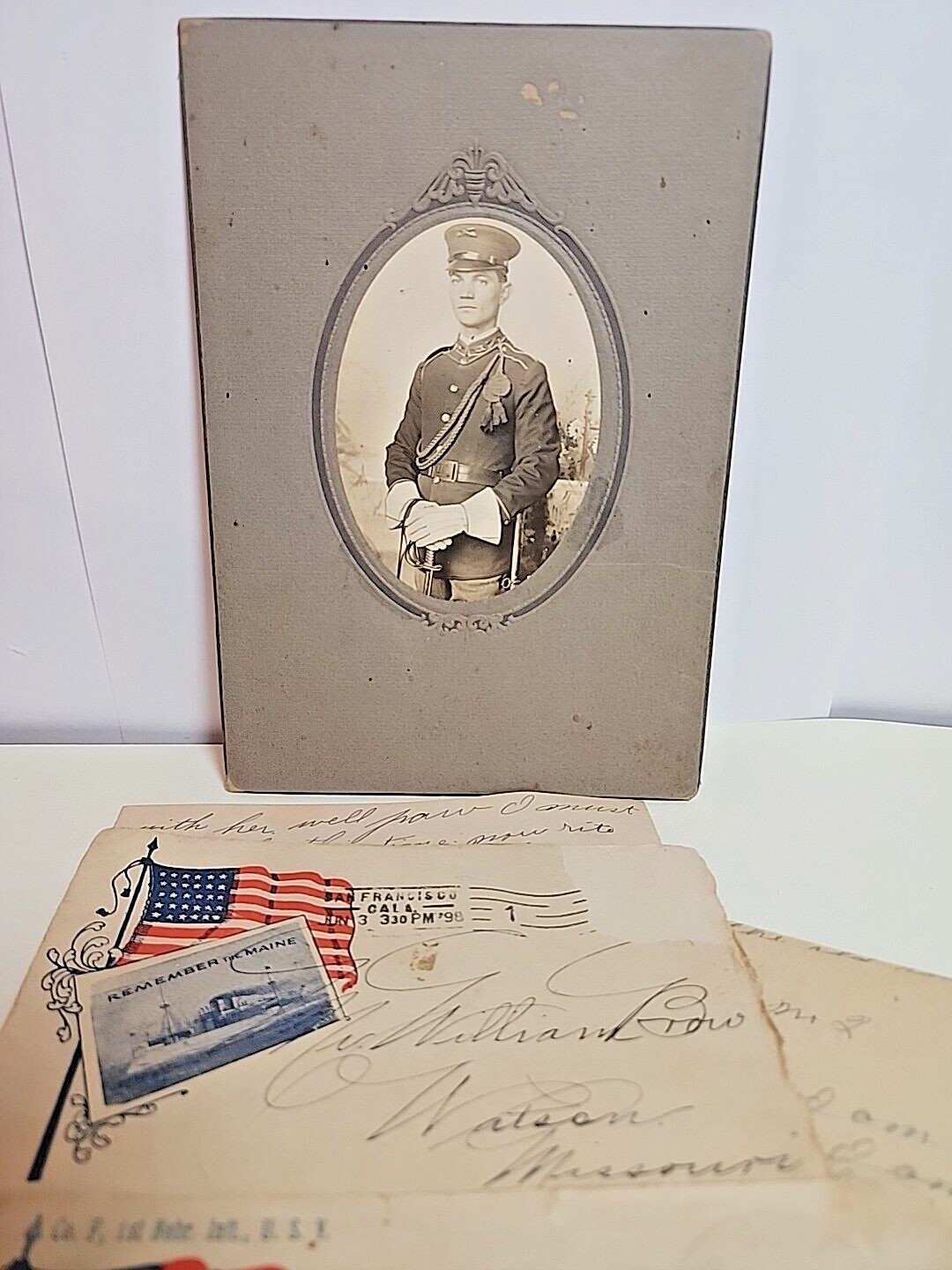 1898 Photo Soldier 1st Nebraska Spanish Civil War Remember The Maine RRP 470