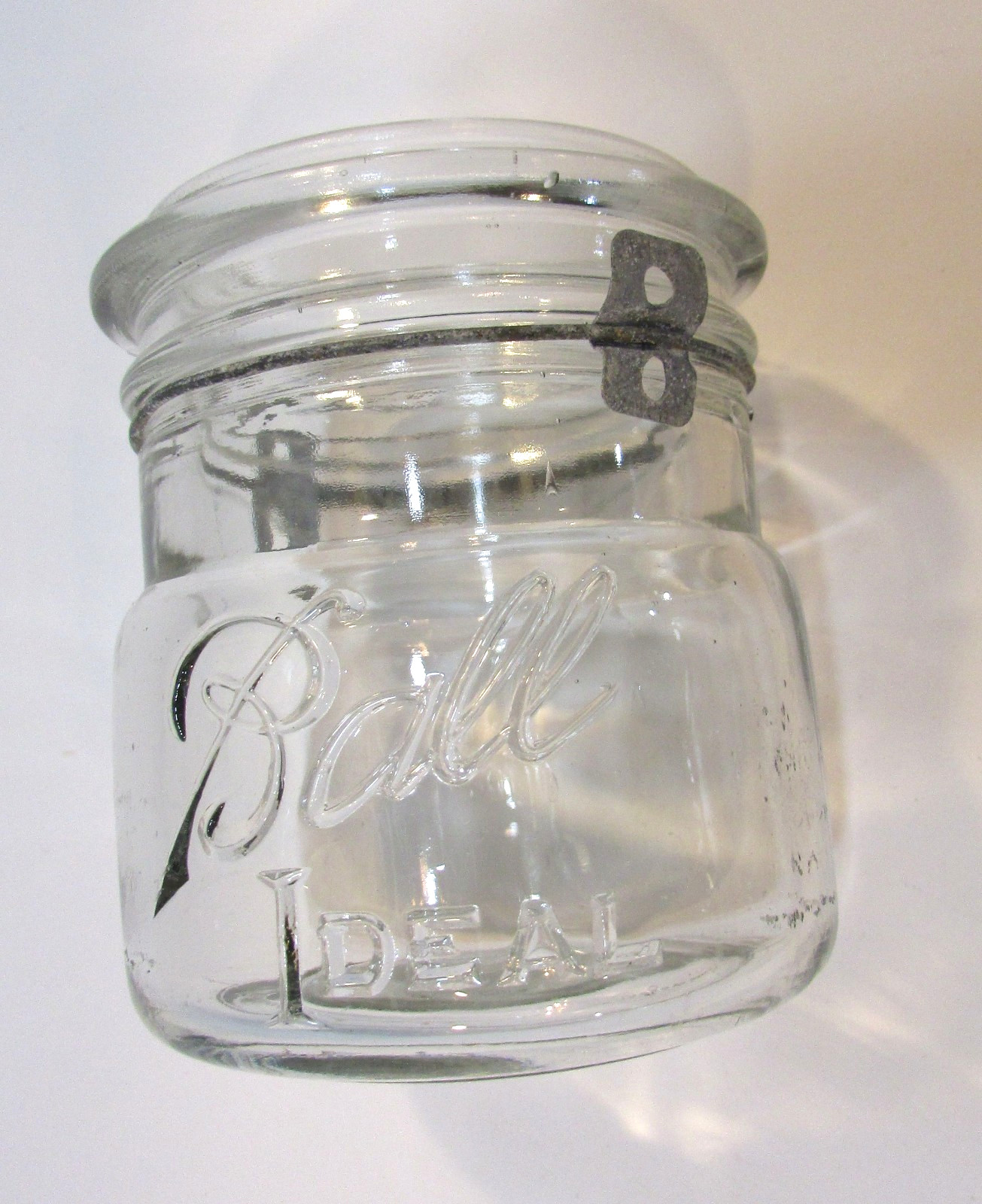 Old 1890s Ball Ideal Mini Midget Clear Glass Antique Canning Jar Half Pint #9