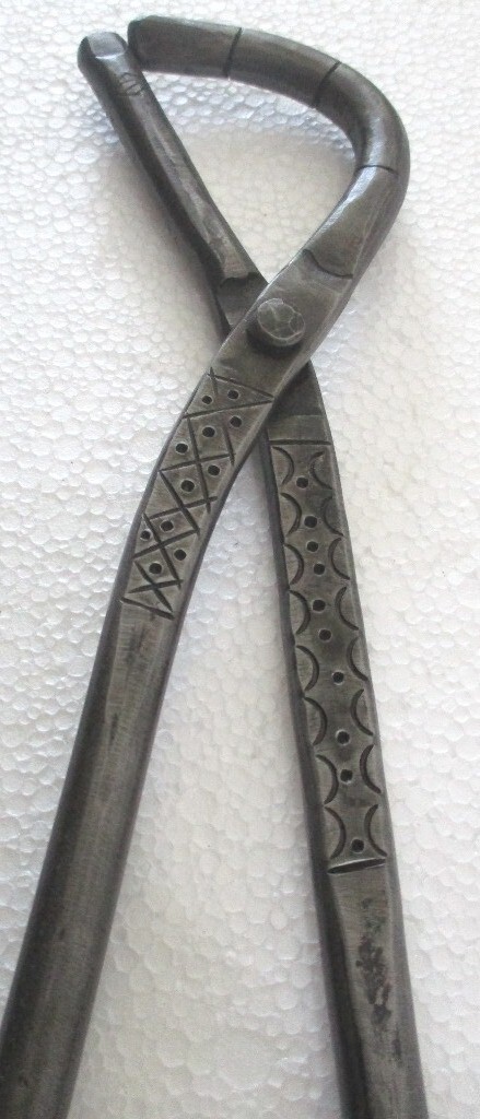 ANTIQUE TONG TOOL FINGER  AND THUMB DESIGN RARE