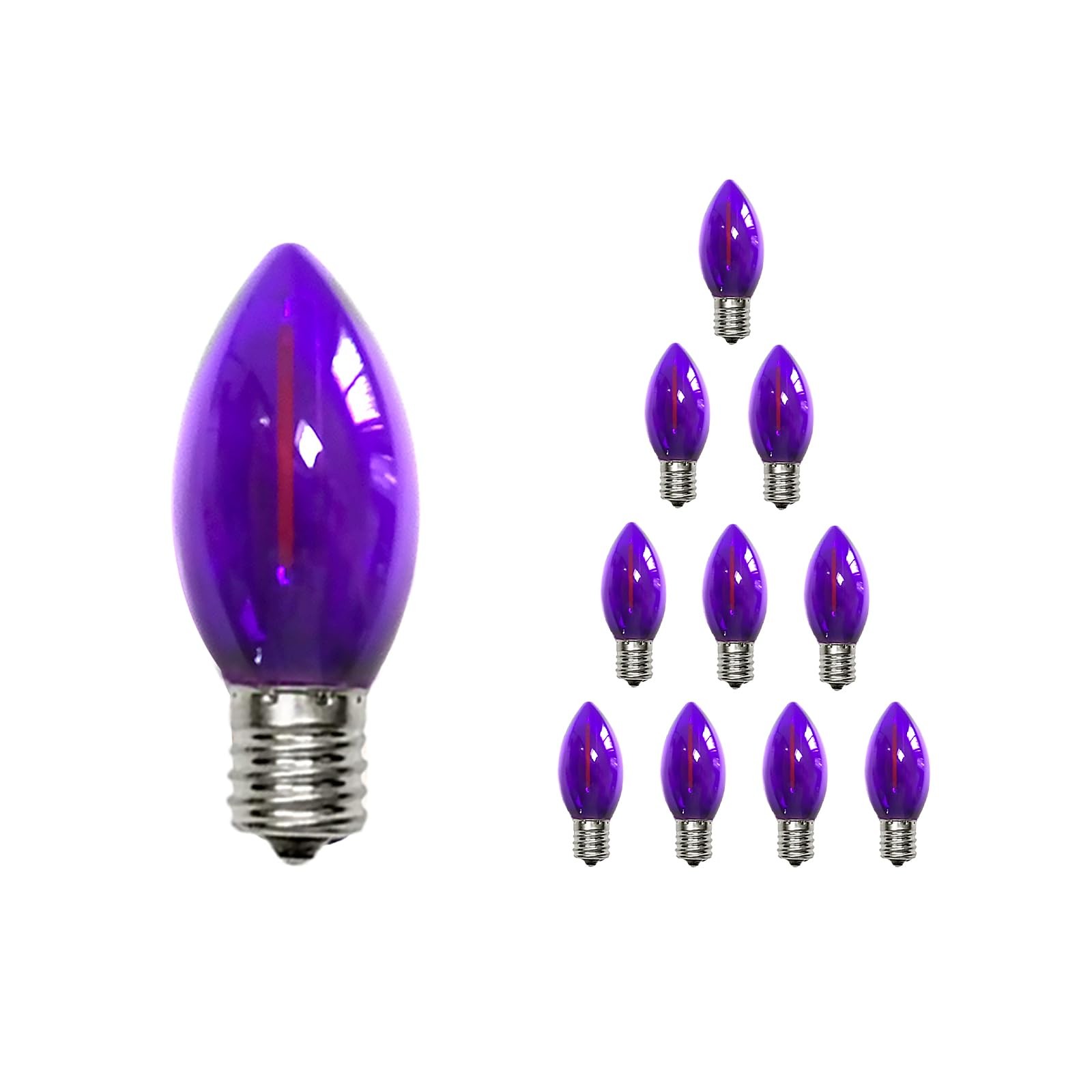 CHYParty 10PK C7 LED Replacement Bulbs, 0.6W Purple, E12 10 Purple Bulbs