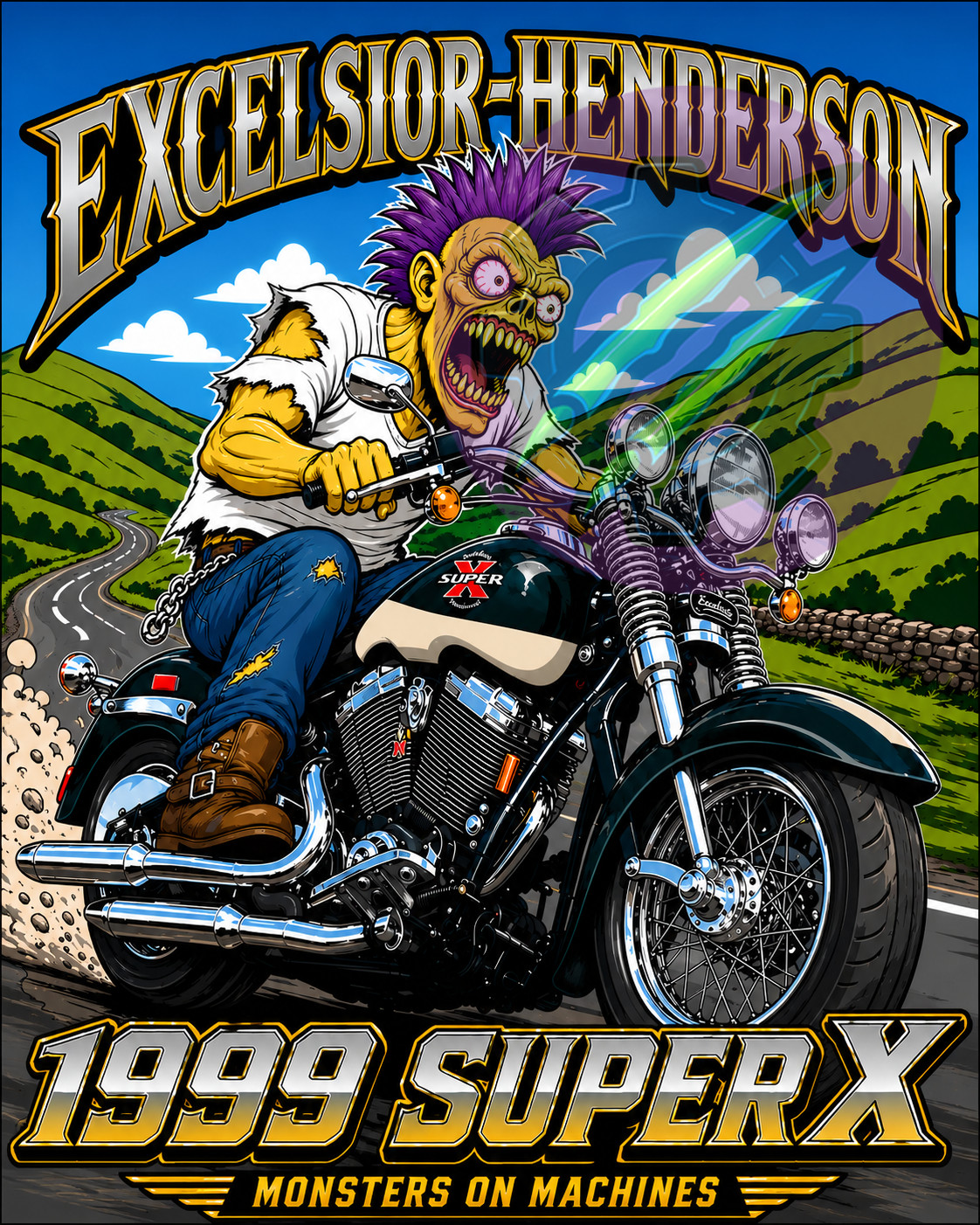 1999 Excelsior-Henderson Super X 8x10 Glossy Photo Print Monster Motorcycle Art