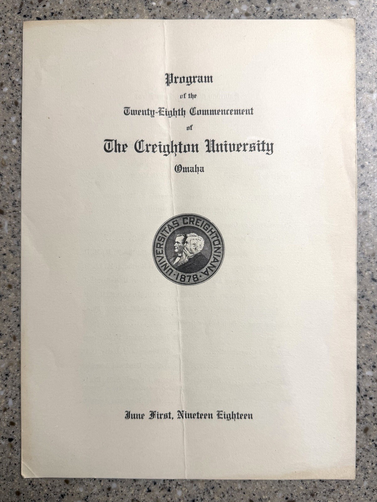 1918 Commencement Program Creighton University Omaha Nebraska